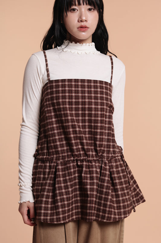 Checkered Sleeveless Top (Brown)