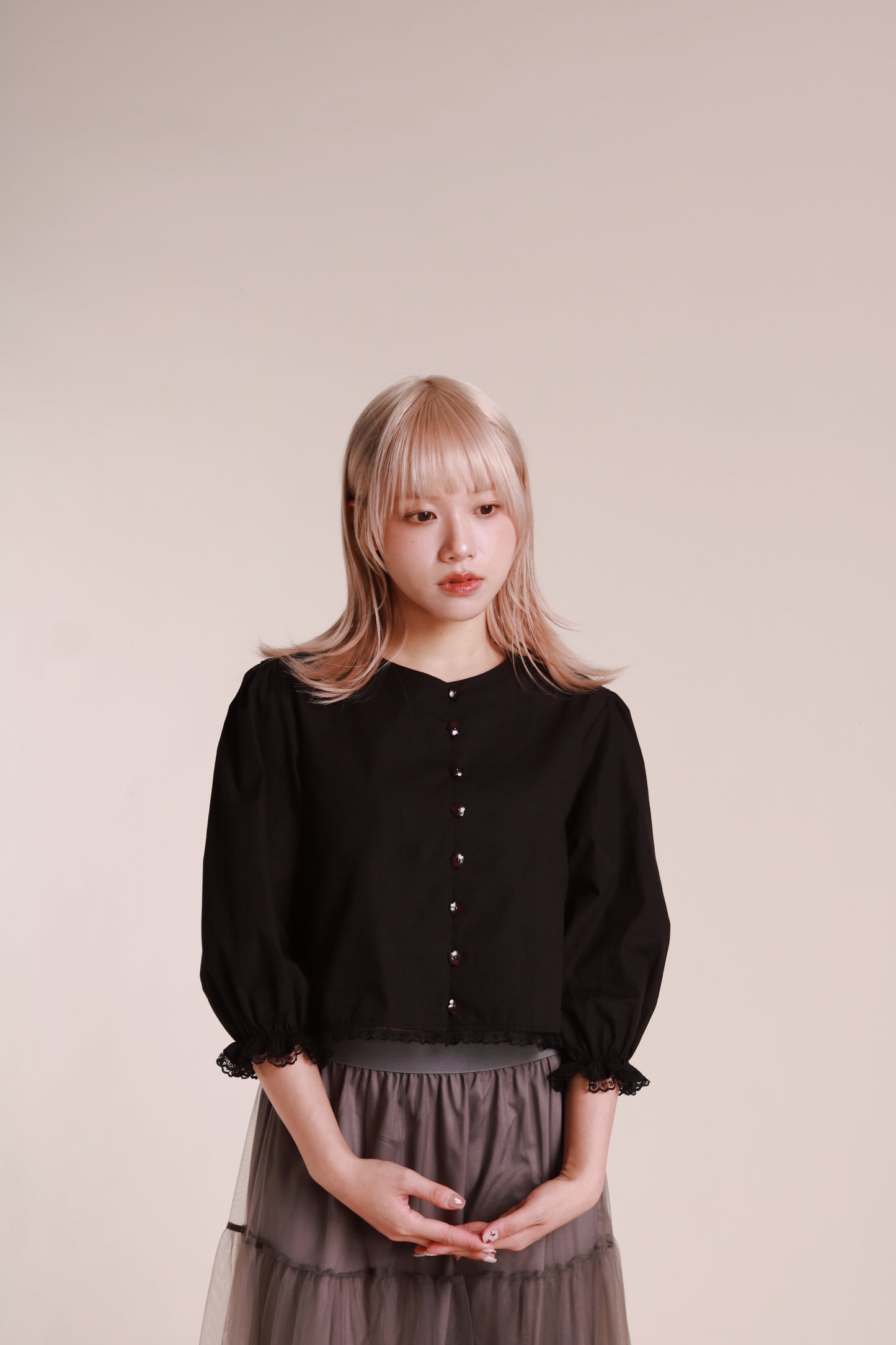 Retro Lace Blouse (Black)