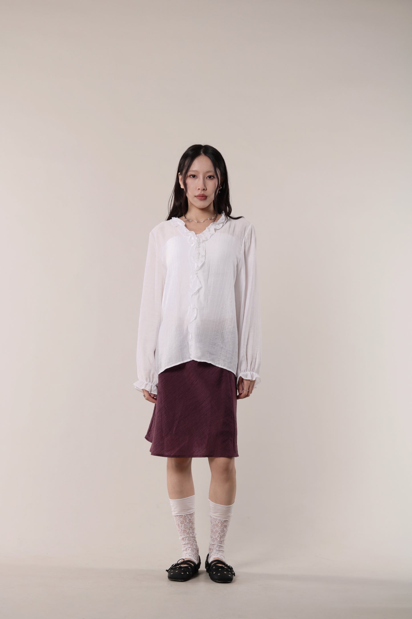 Retro Ruffle Shirt (White)