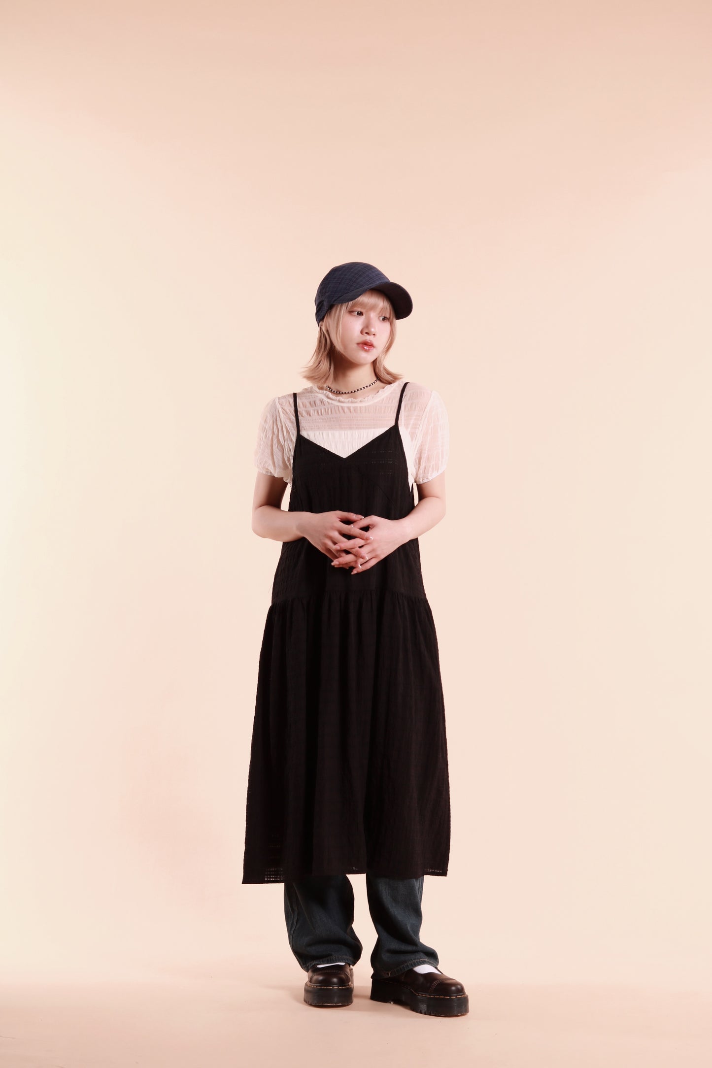 Textured Sleeveless Dress (Black)