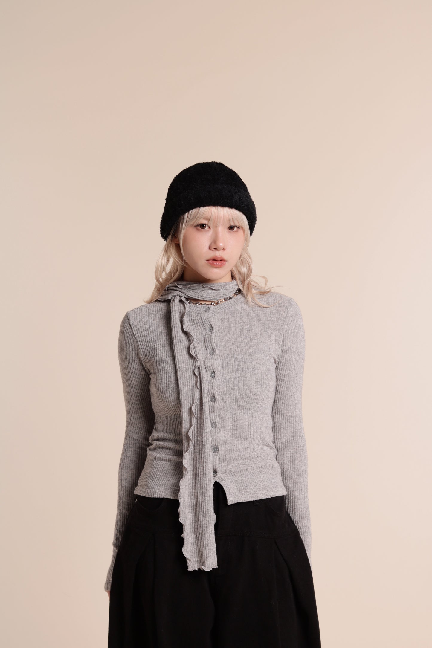 Little Scarf Cardigan (Grey)