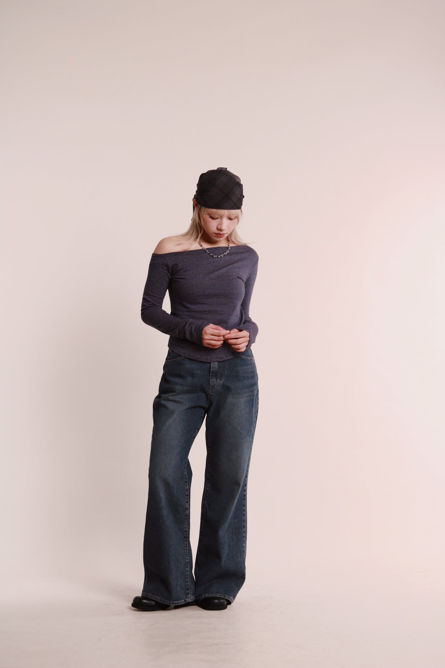 Striped One Shoulder Top (Blue)