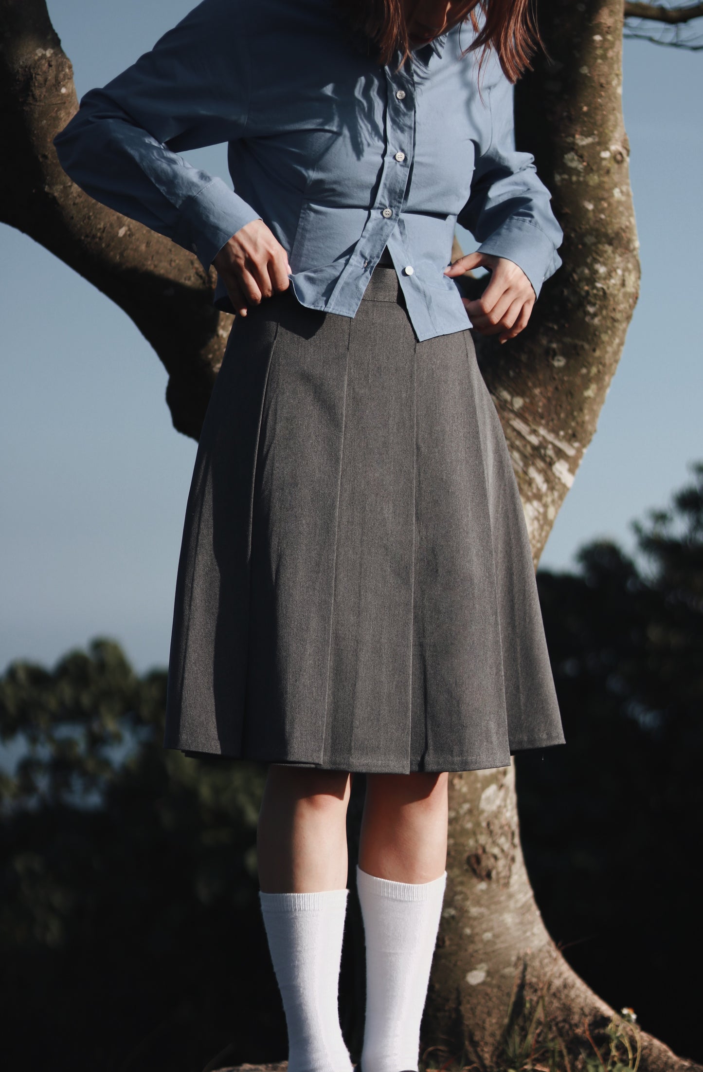 Doll Pleated Mini Skirt (Grey)