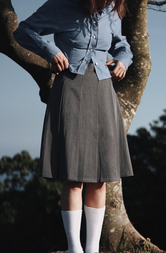 Doll Pleated Mini Skirt (Grey)