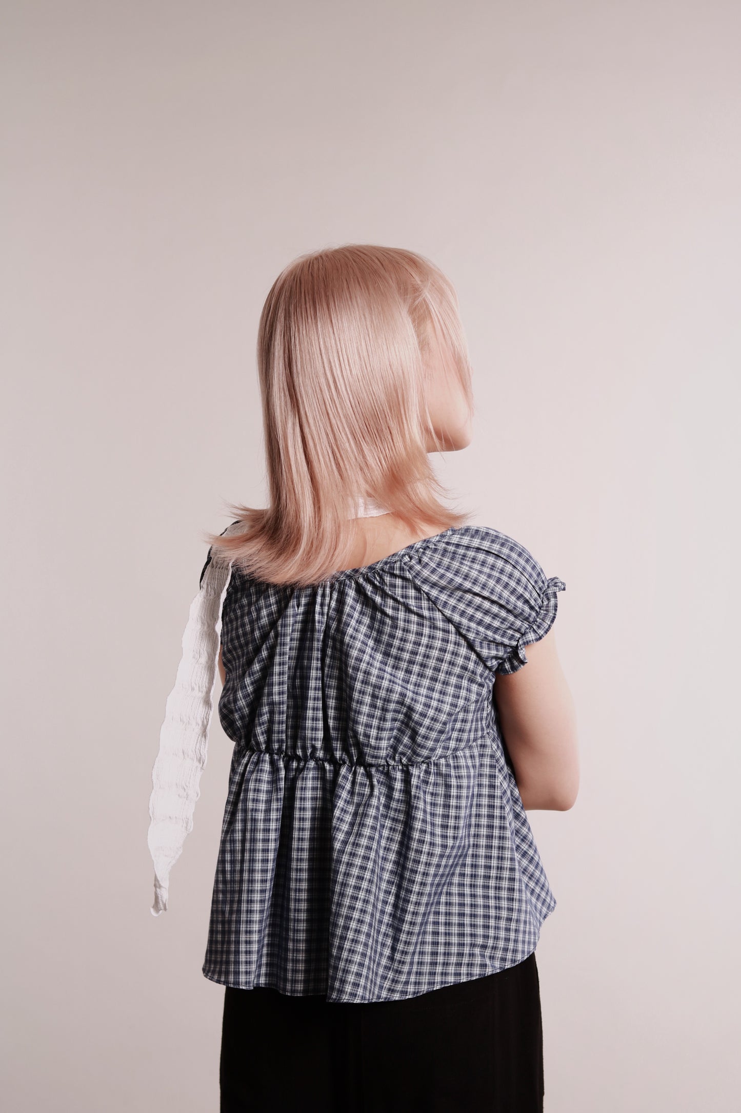 Plaid Button Blouse (Blue)