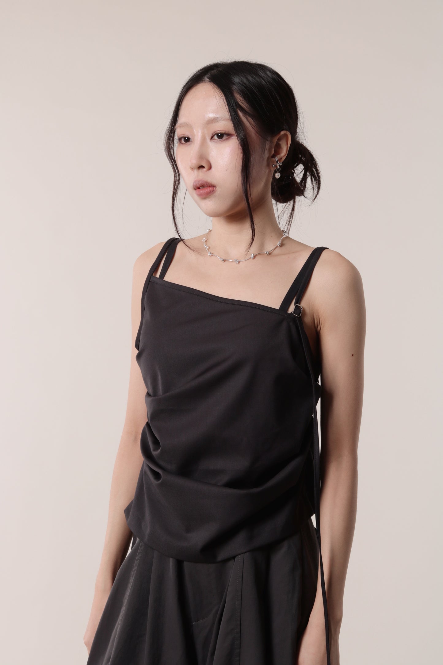 Boyce Gathered Sleeveless Top (Charcoal)