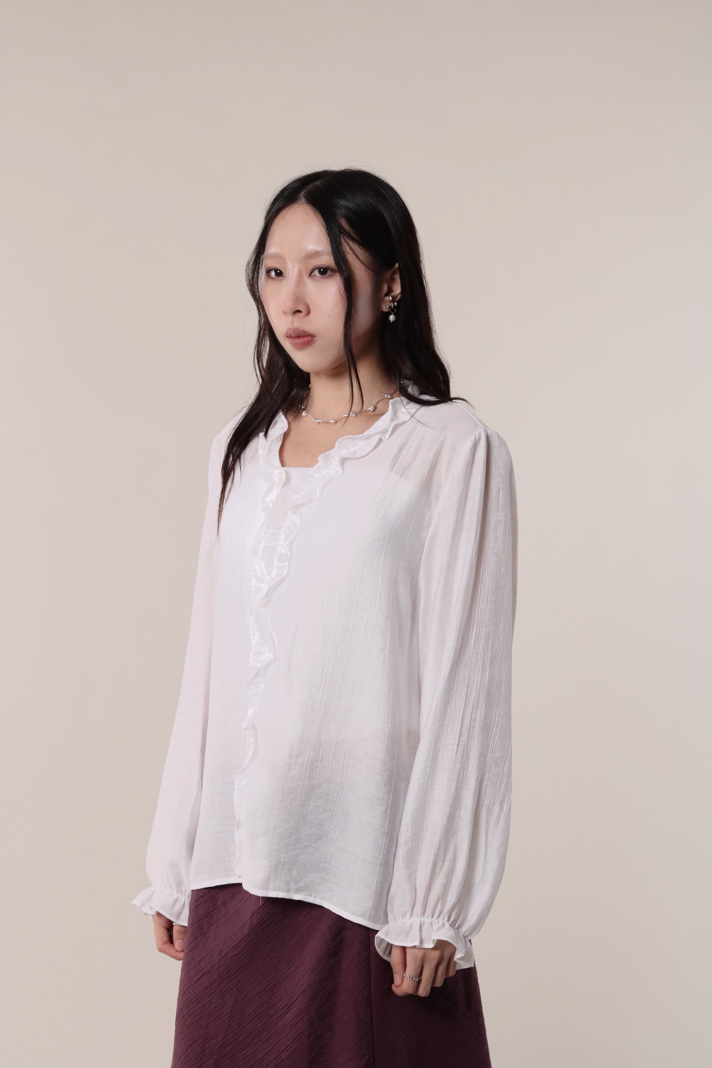 Retro Ruffle Shirt (White)