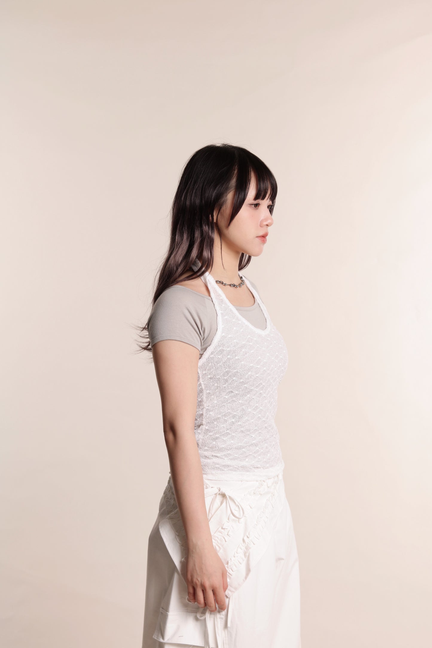 Layered Halter Top Set (White)