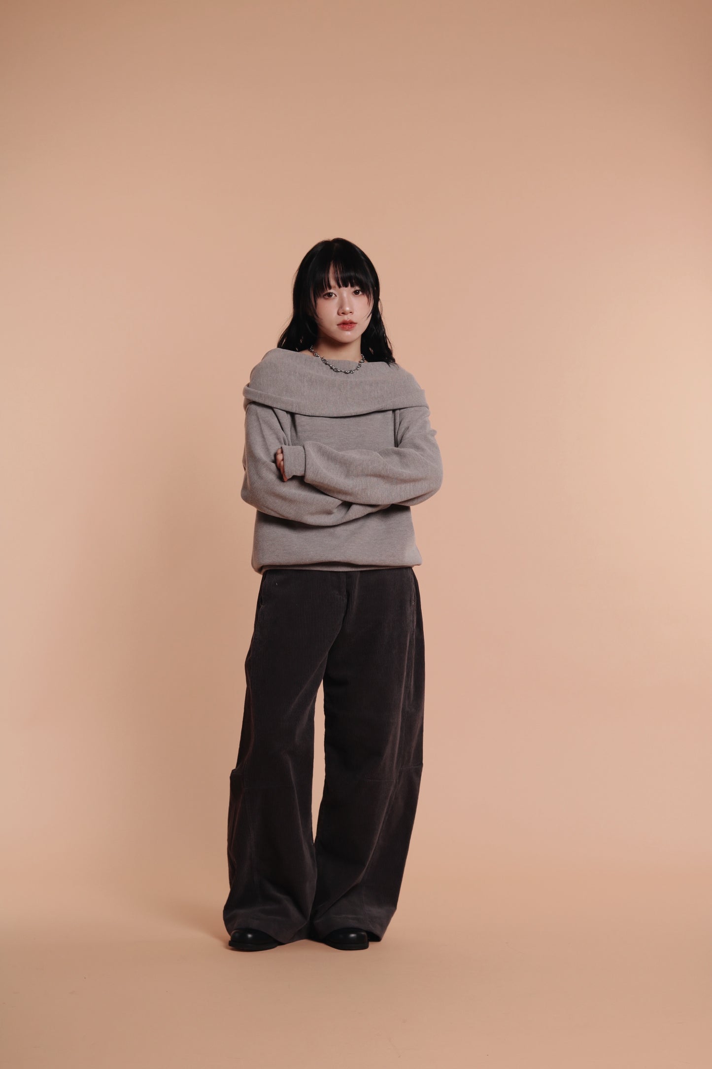 Marie Corduroy Pants (Charcoal)
