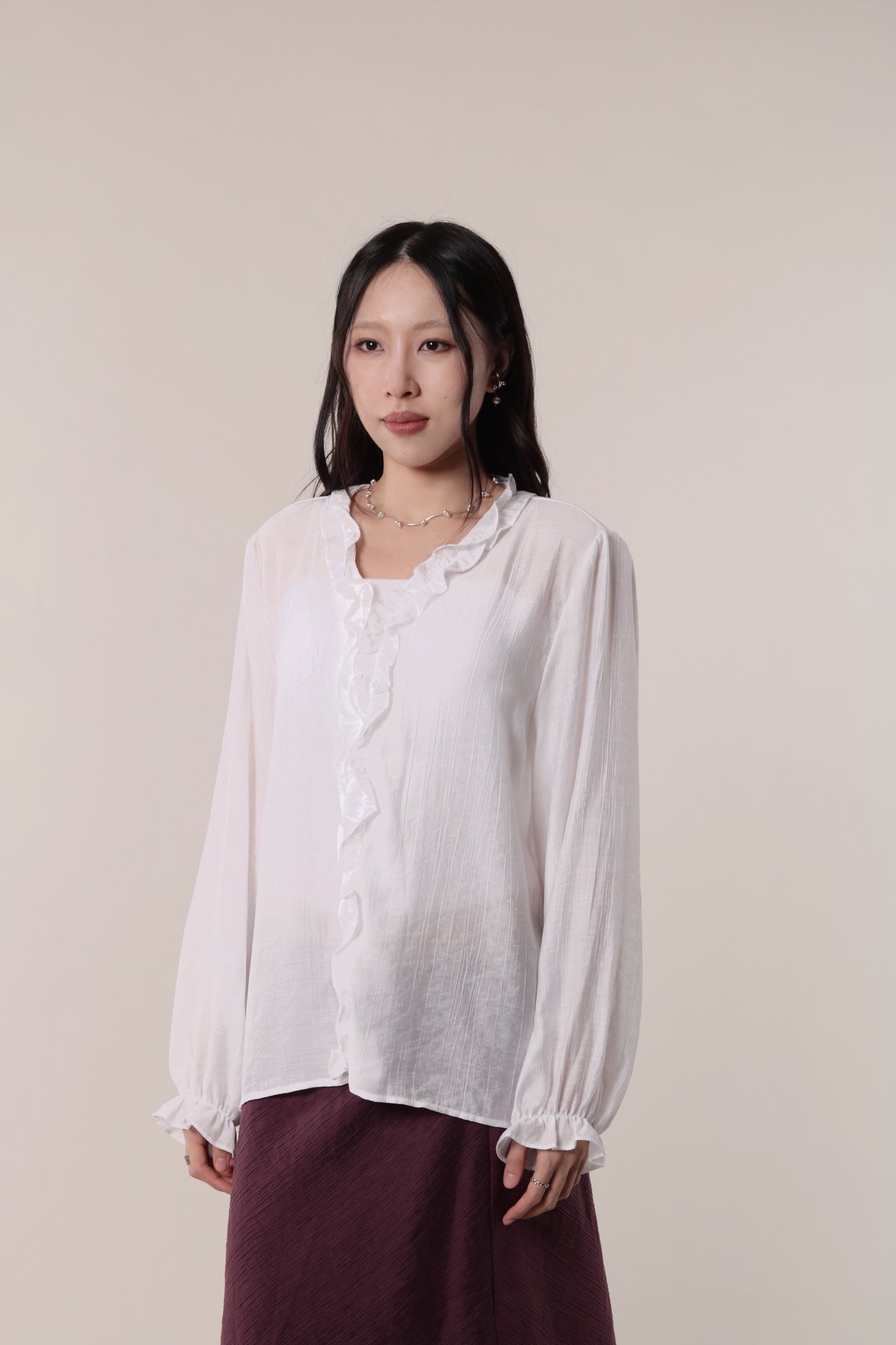 Retro Ruffle Shirt (White)