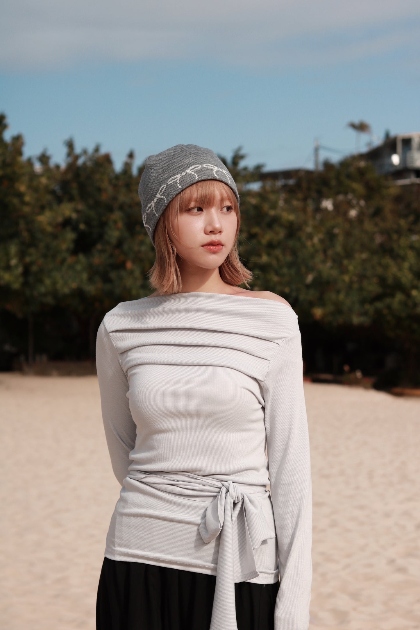 Little Ribbon Beanie (Grey)