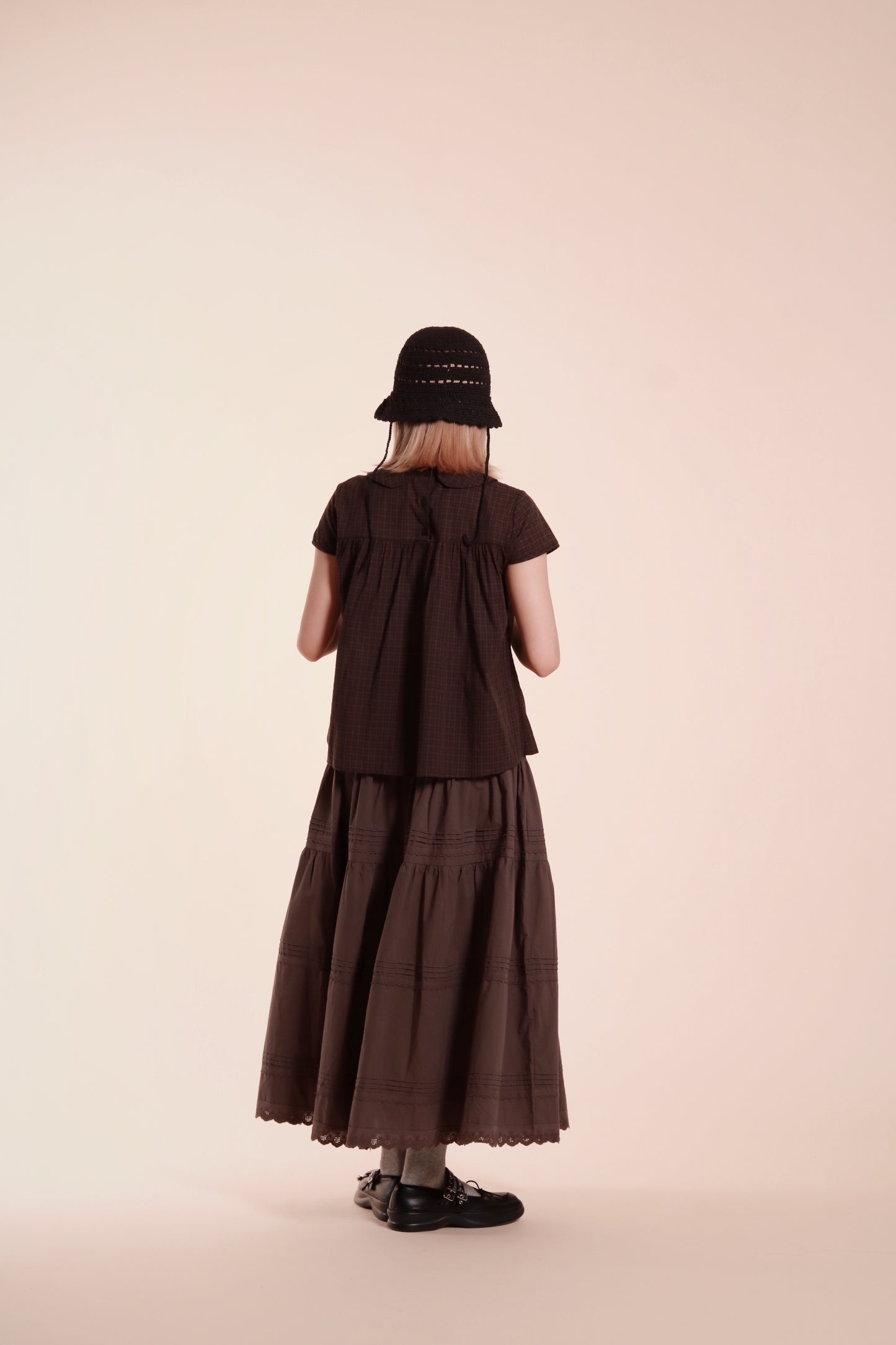 Doll Bow Blouse (Brown)