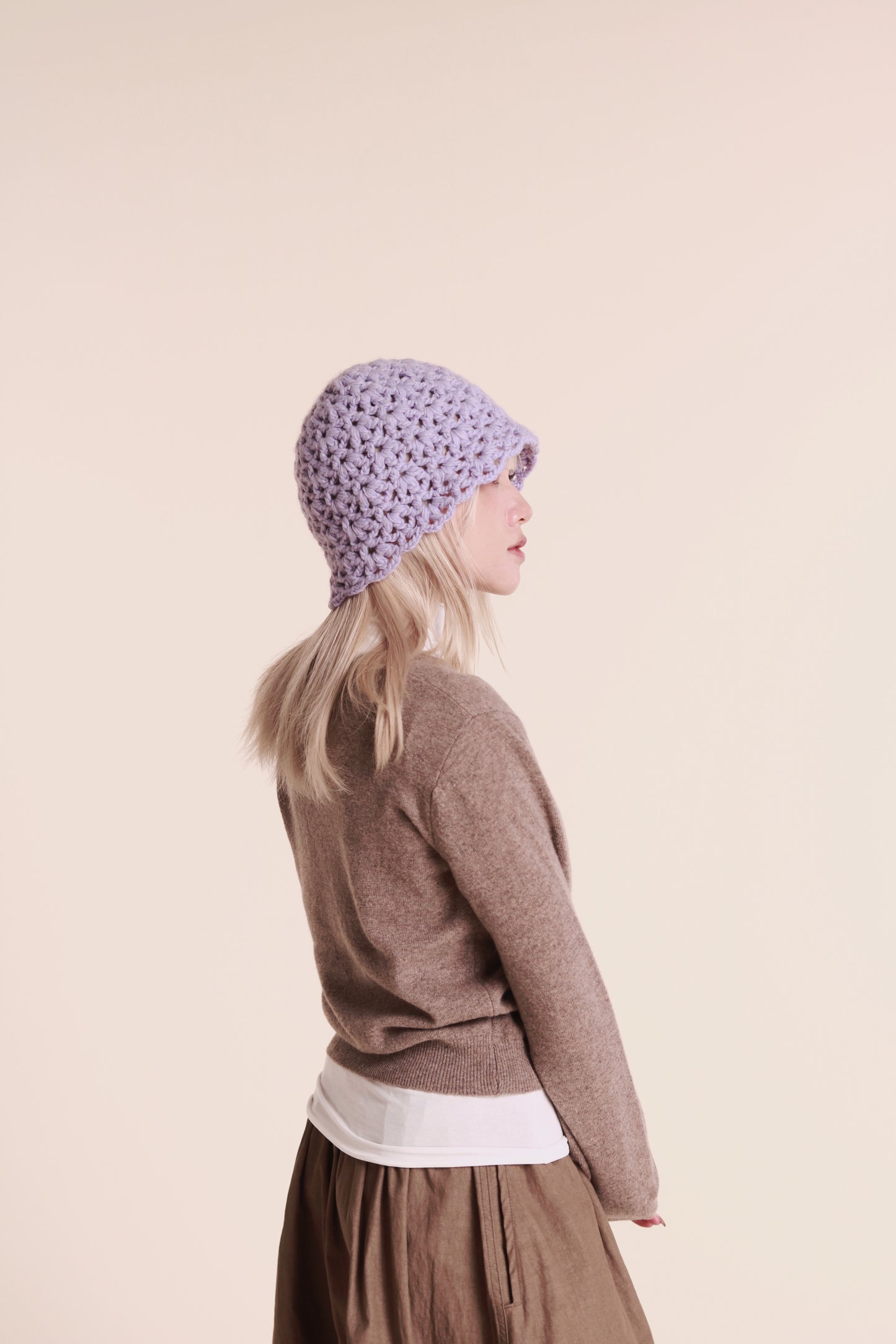 Knit Bucket Hat (Purple)