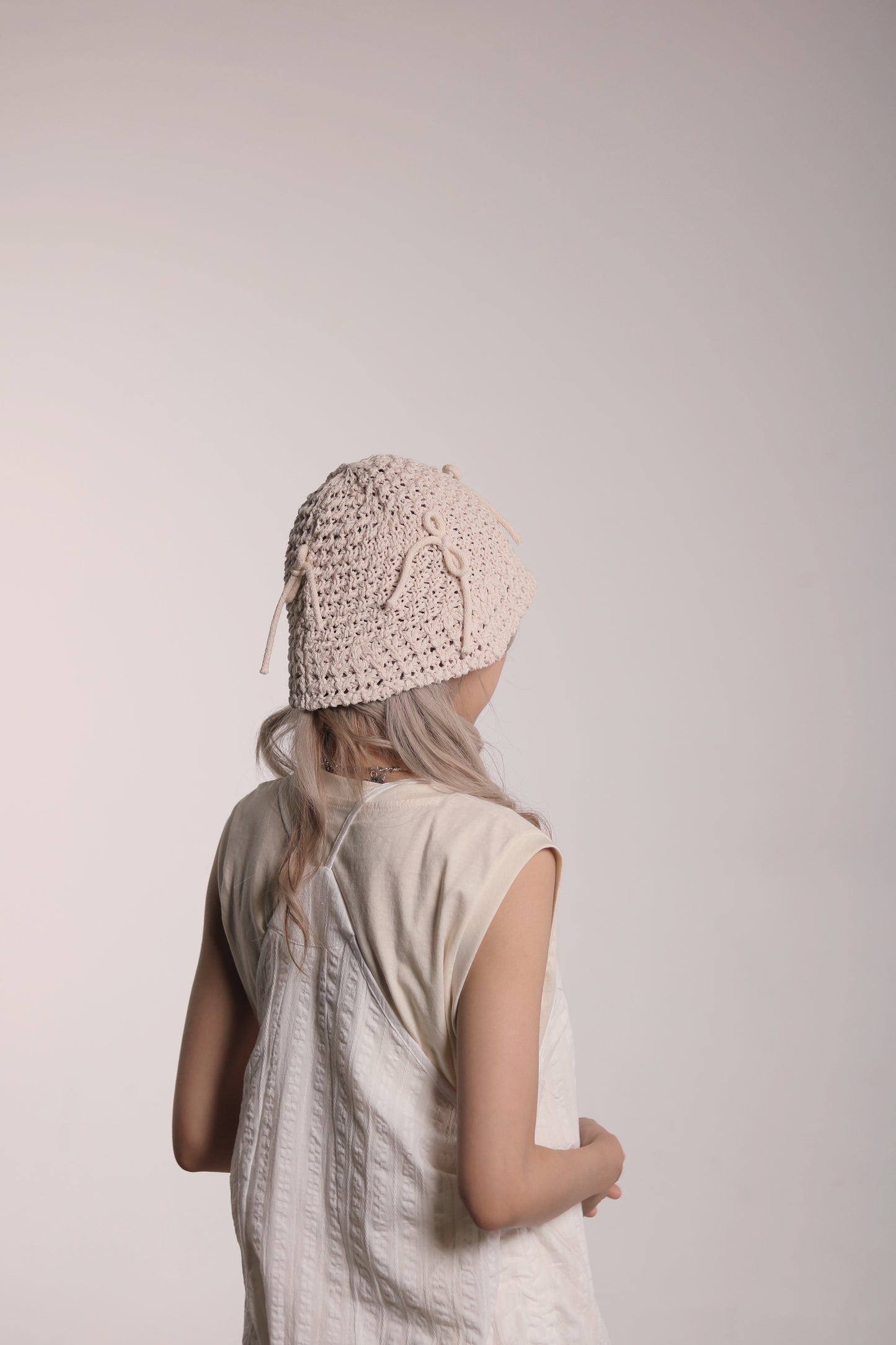 Ribbon Knit Hat (Black/Ivory)
