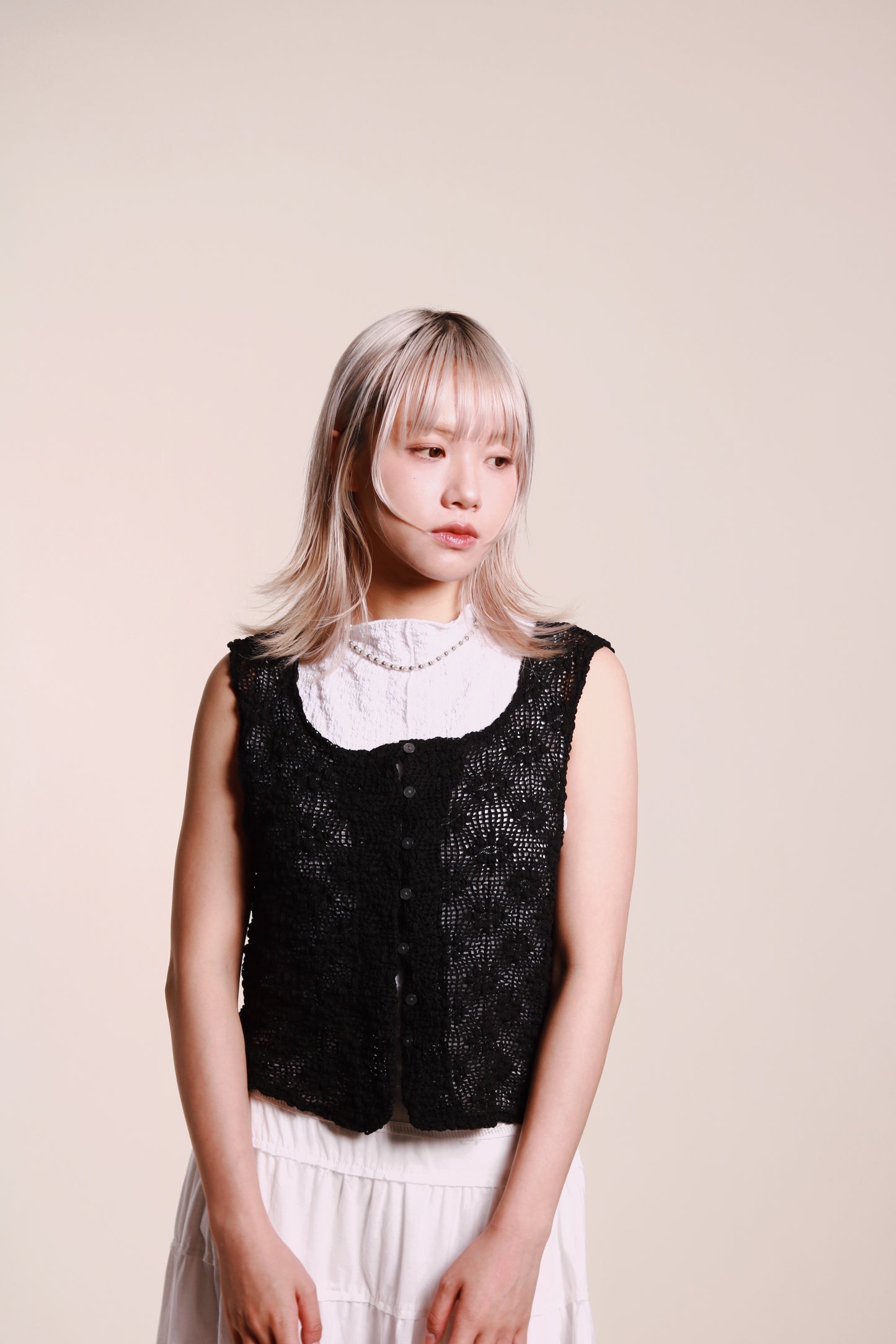 Ruffle Sleeveless Top (White)