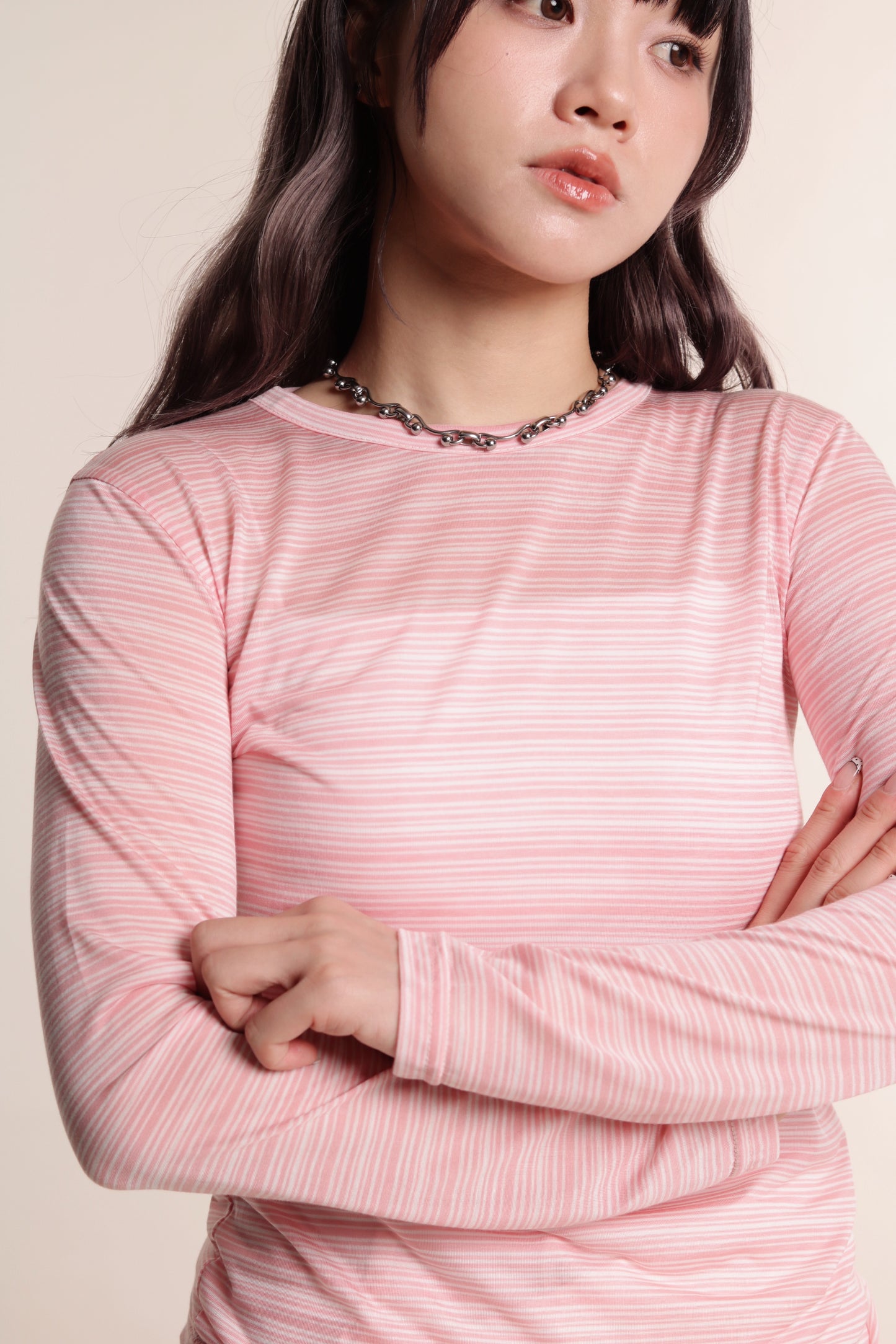 Striped See Through Top (Pink)