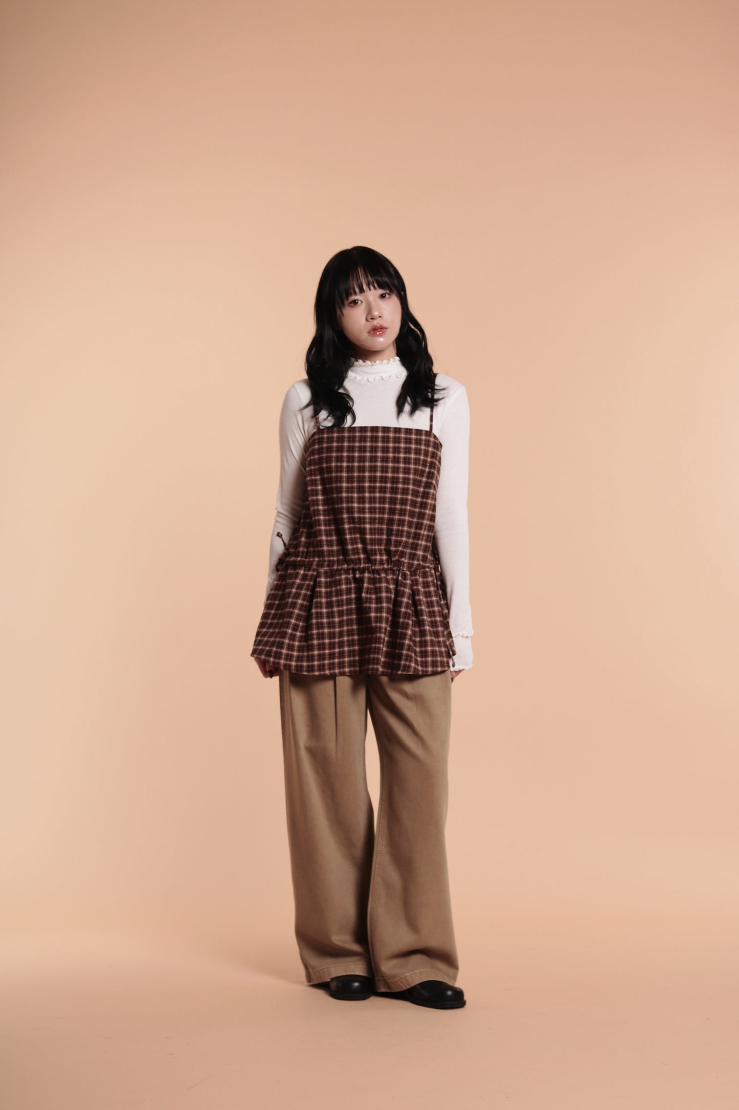 Checkered Sleeveless Top (Brown)