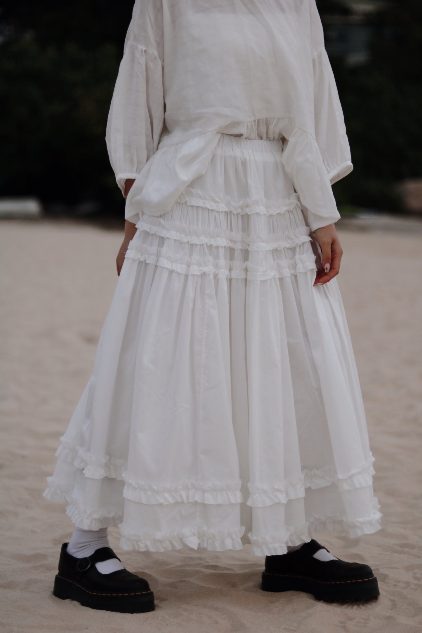 Doll Double Ruffle Skirt (White)