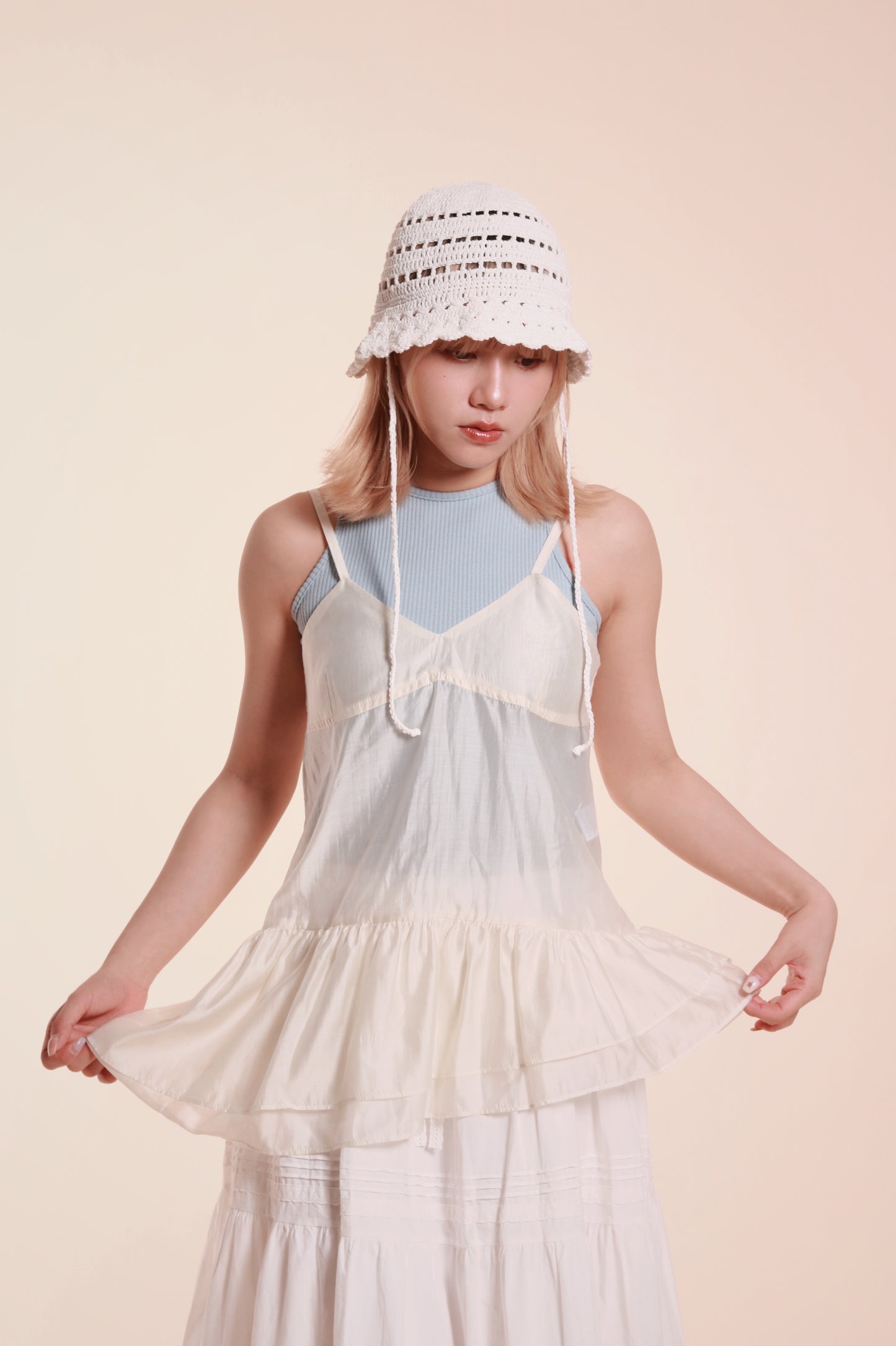 Ruffle Sleeveless Top (Ivory)