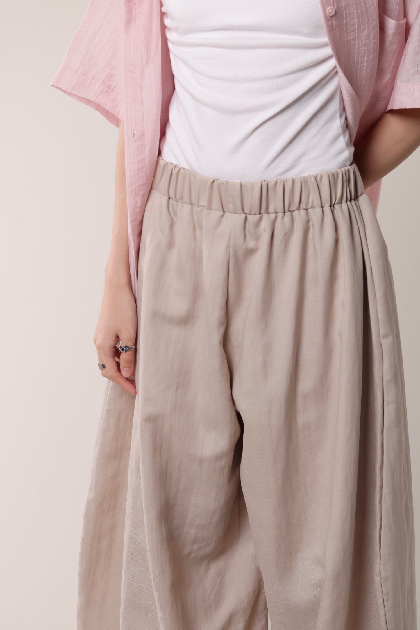 Linen Bubble Pants (Beige)