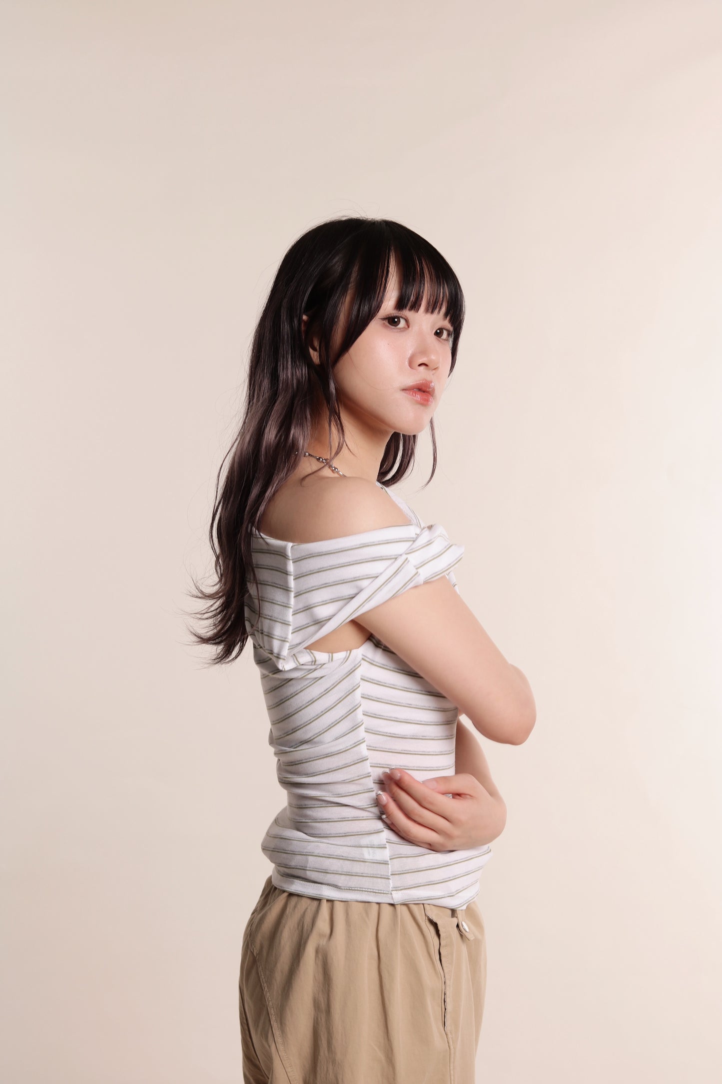 Asymmetric Striped Top (Green)