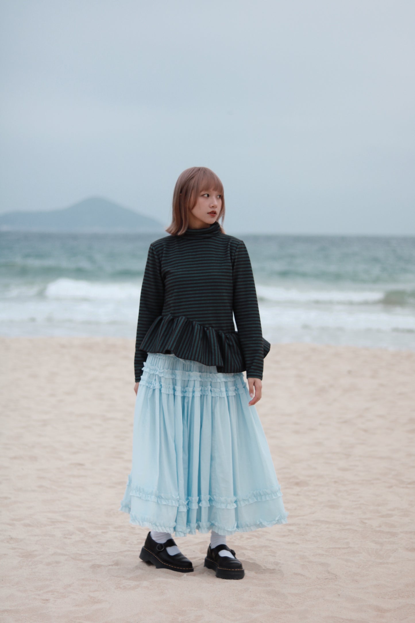 Striped Ruffle Top (Mint)