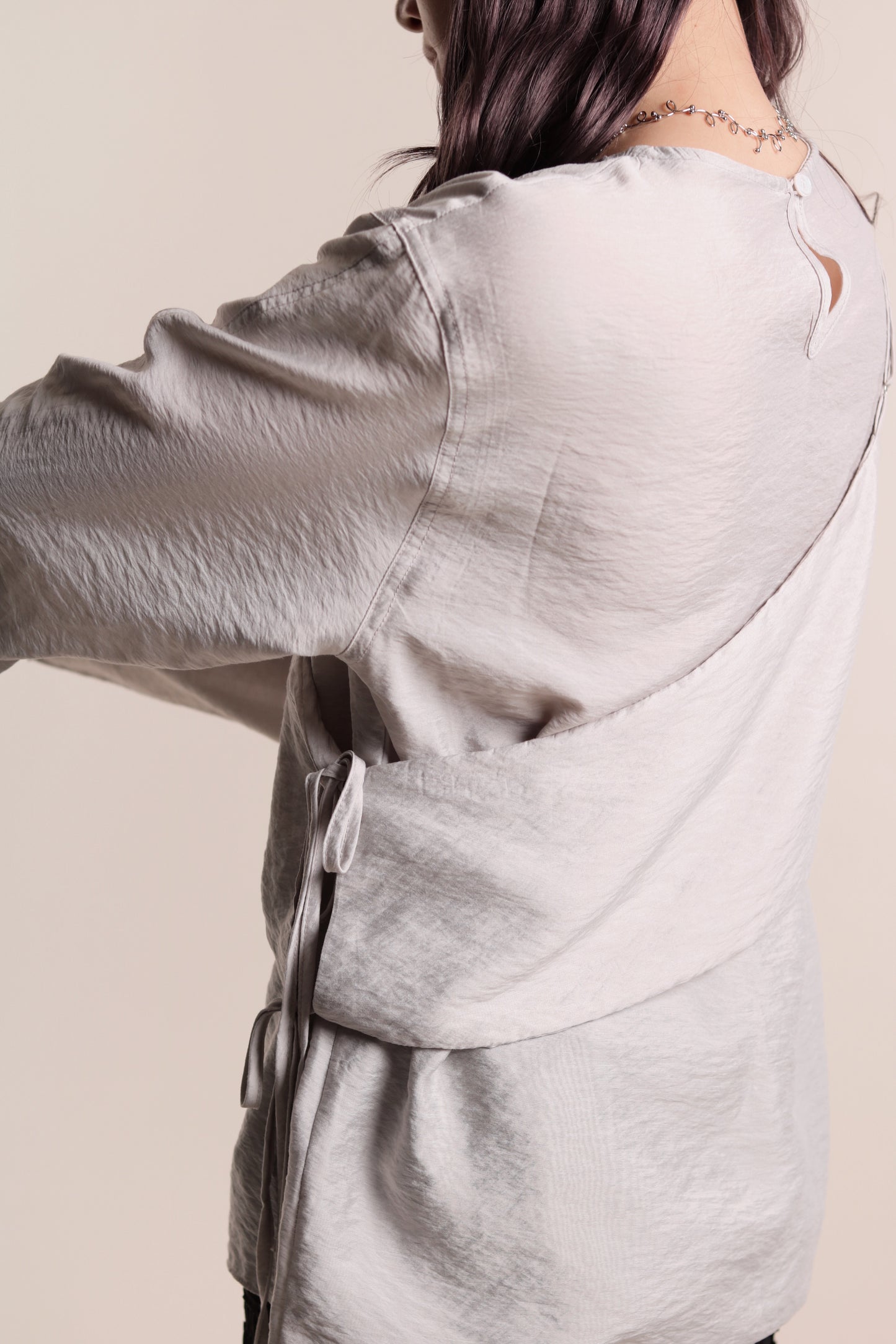Cami Wrap Blouse (Light Grey)