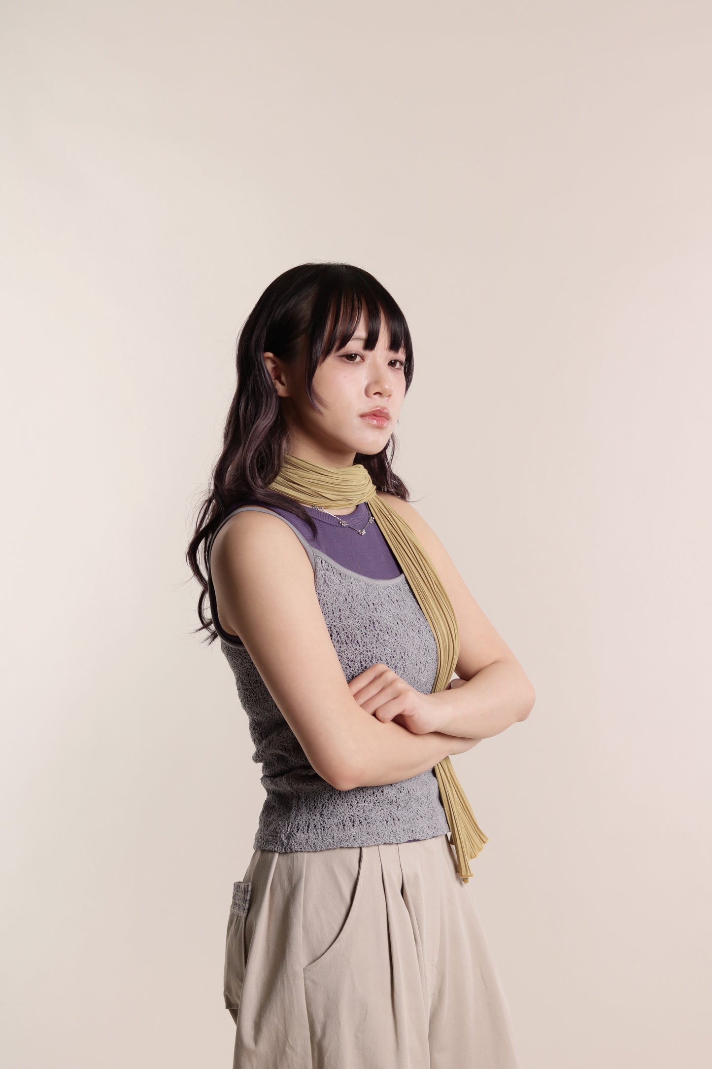 Mesh Sleeveless Top (Grey)