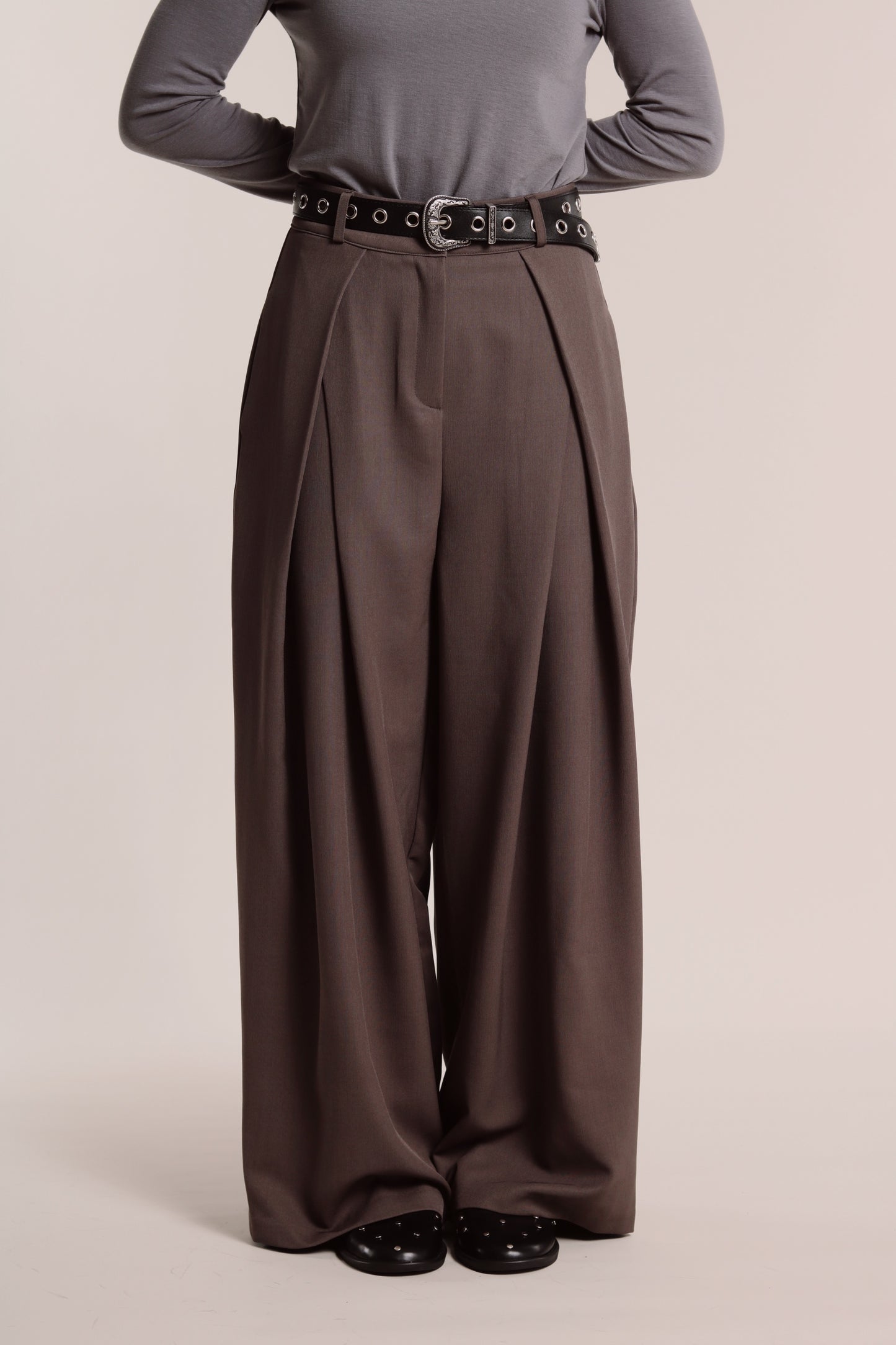 Spring Pleat Pants (Brown)