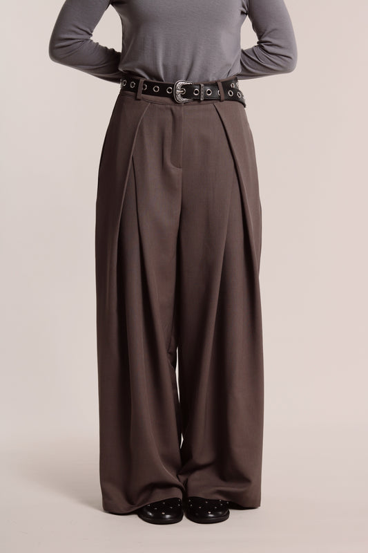 Spring Pleat Pants (Brown)