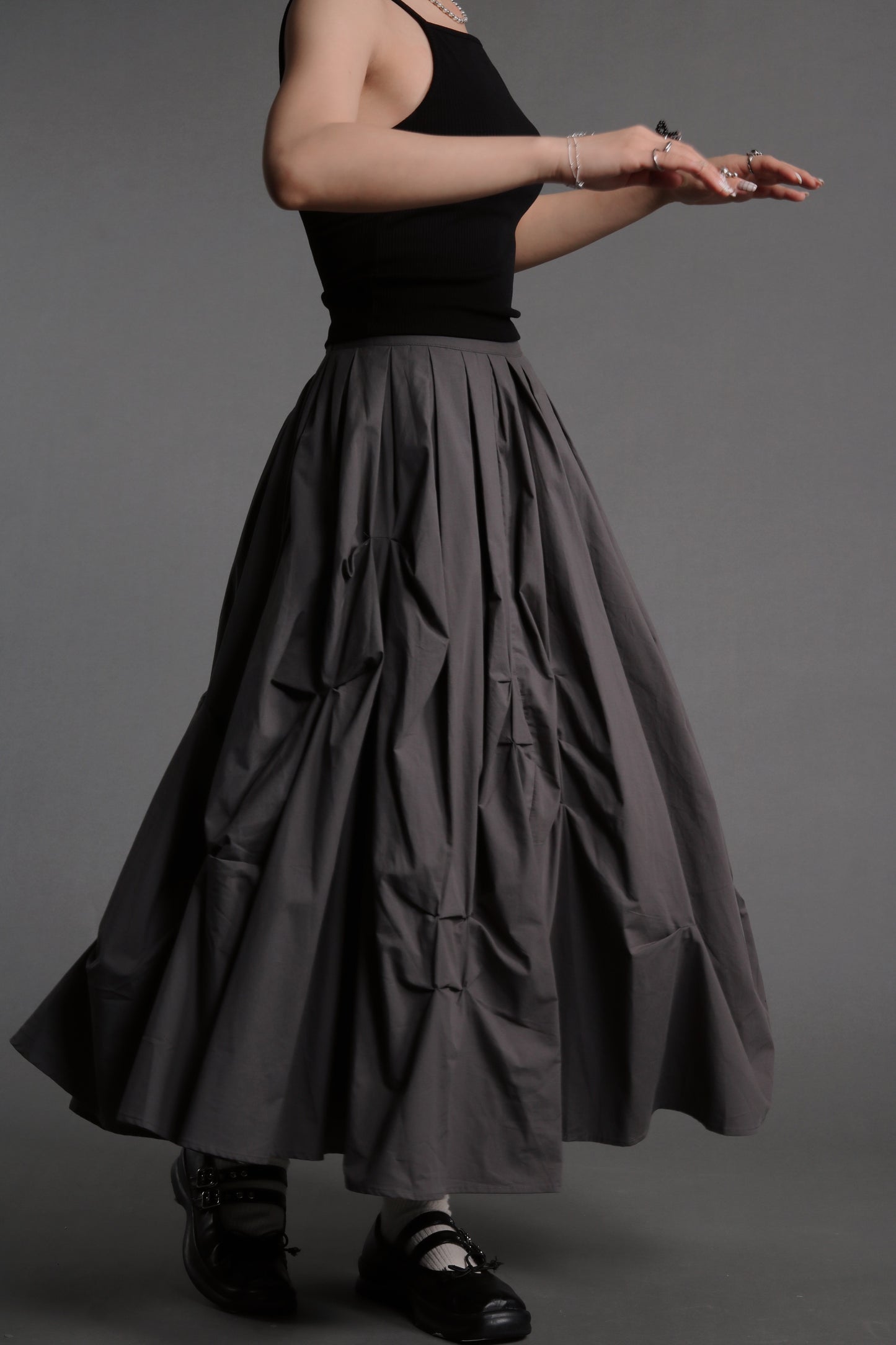 Doll Gathered Skirt (Charcoal)