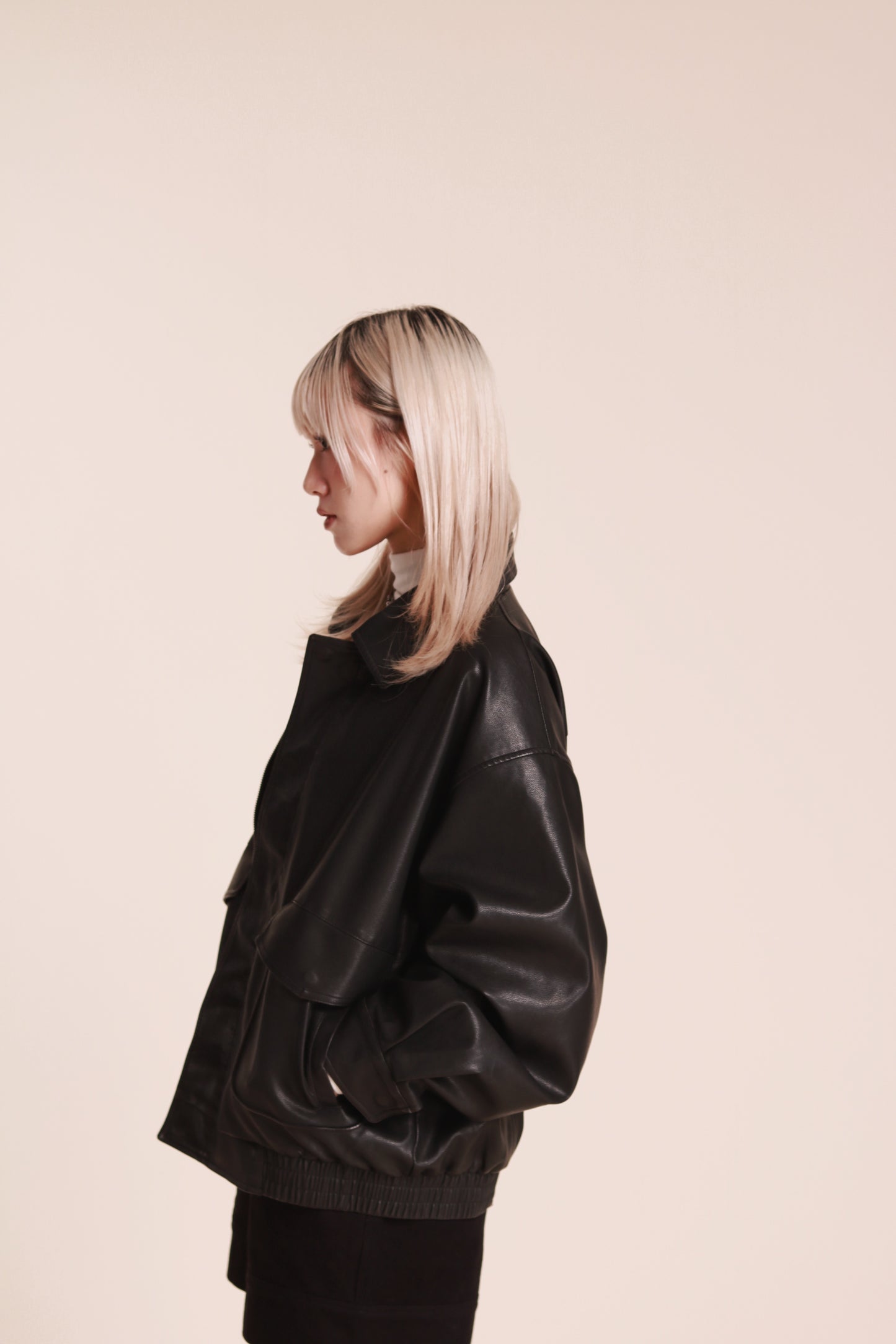 Oversized Leather Jacket (Black)