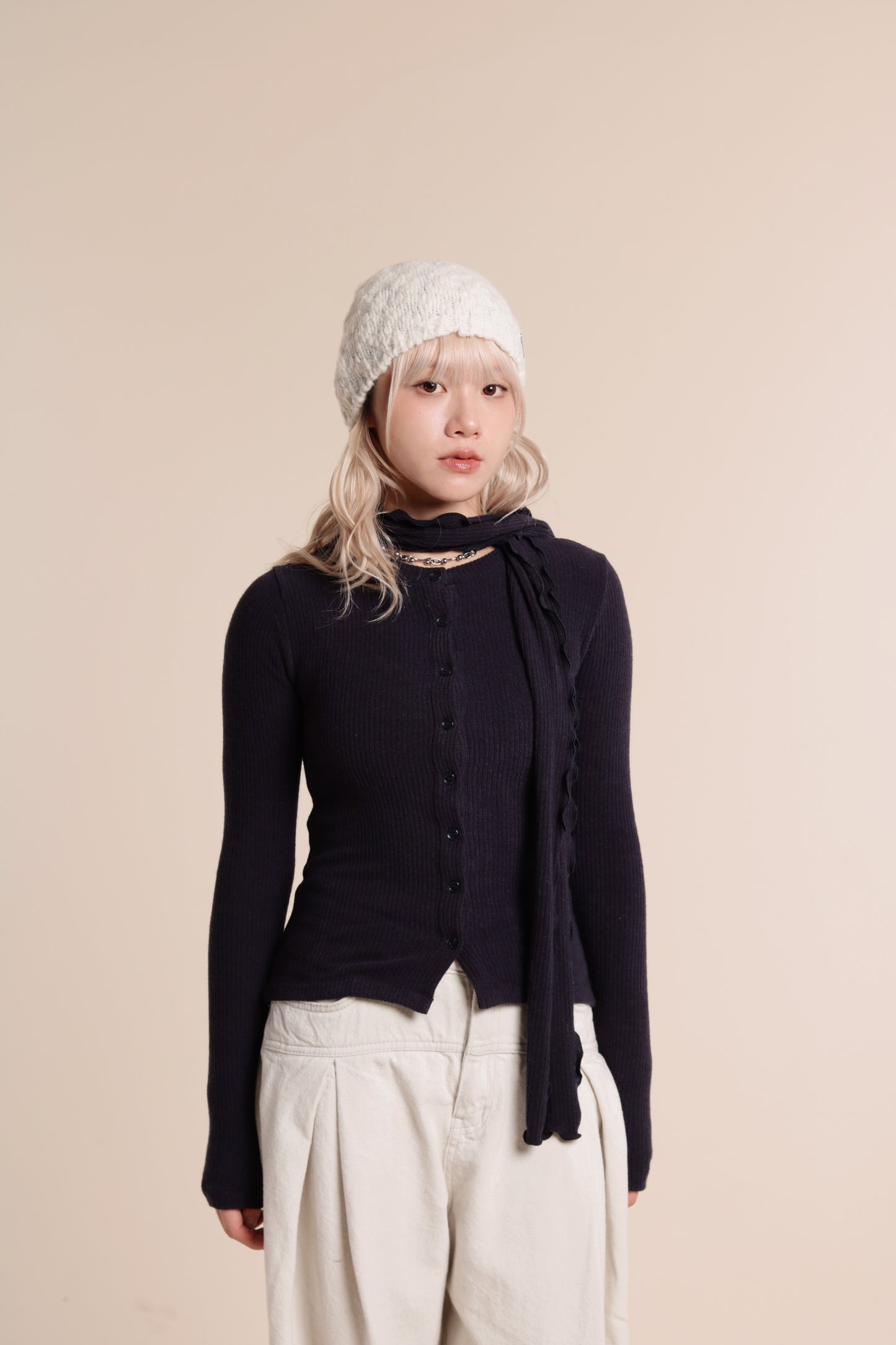 Little Scarf Cardigan (Navy)