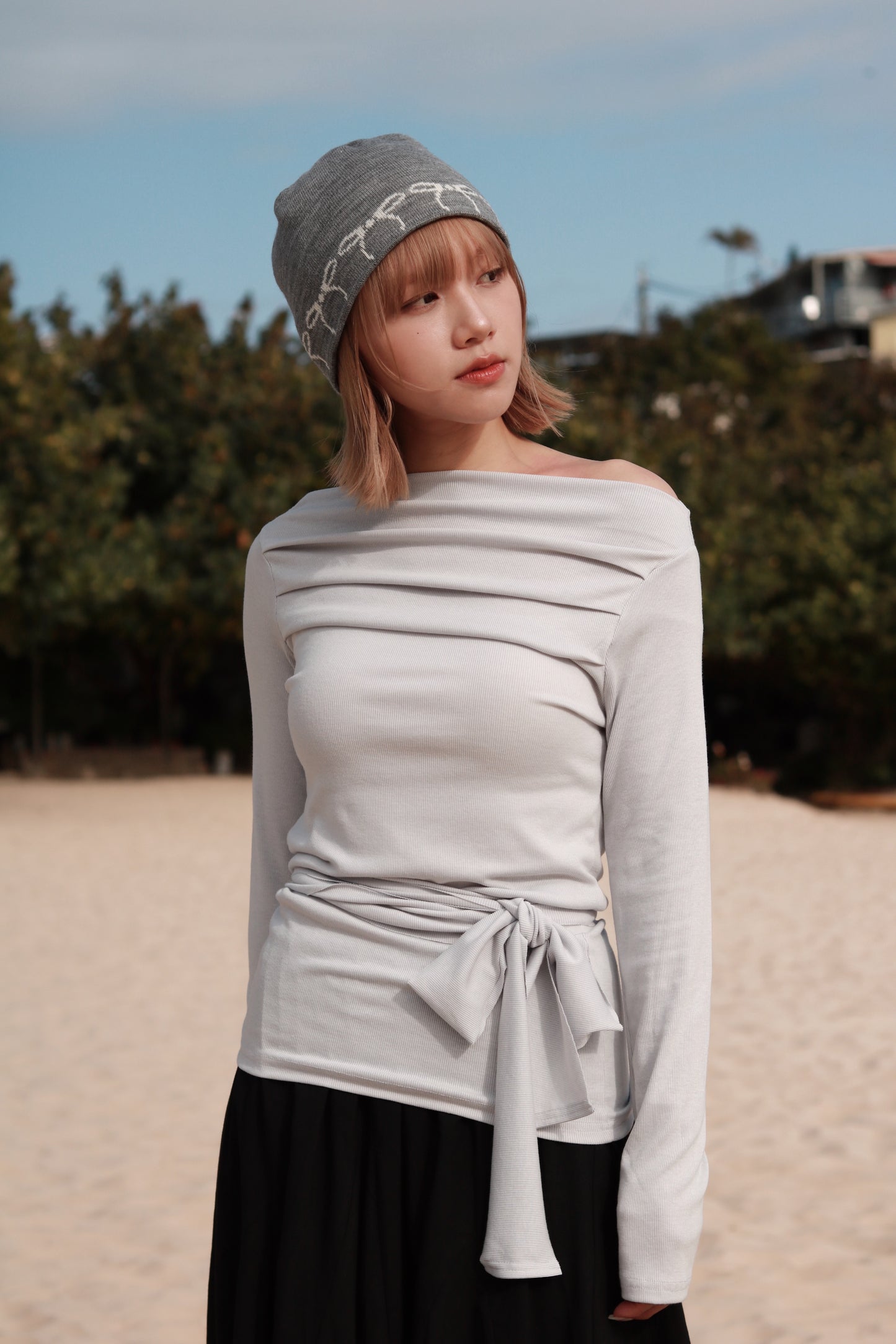Little Ribbon Beanie (Grey)