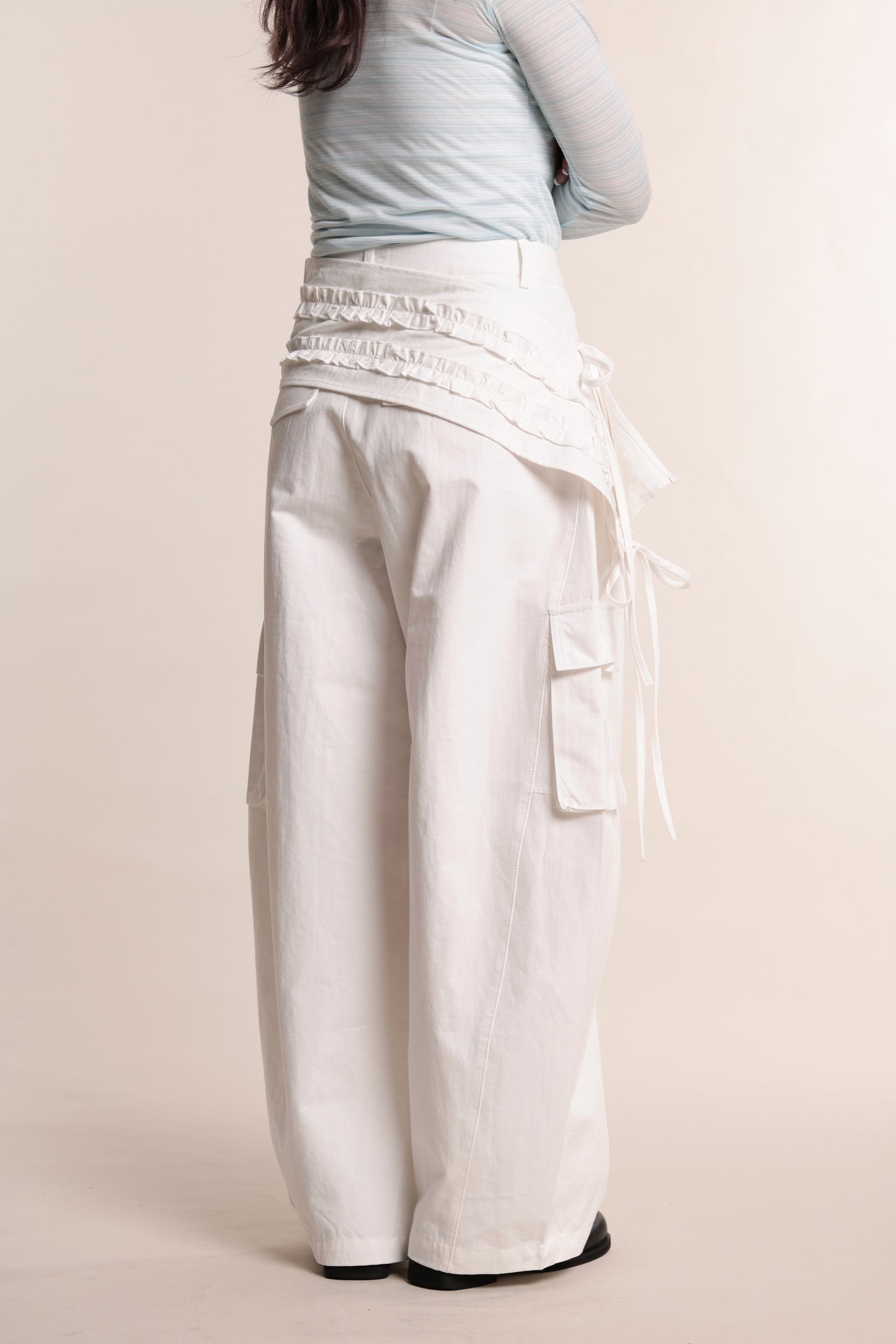 Ruffle Belt Pants (White)