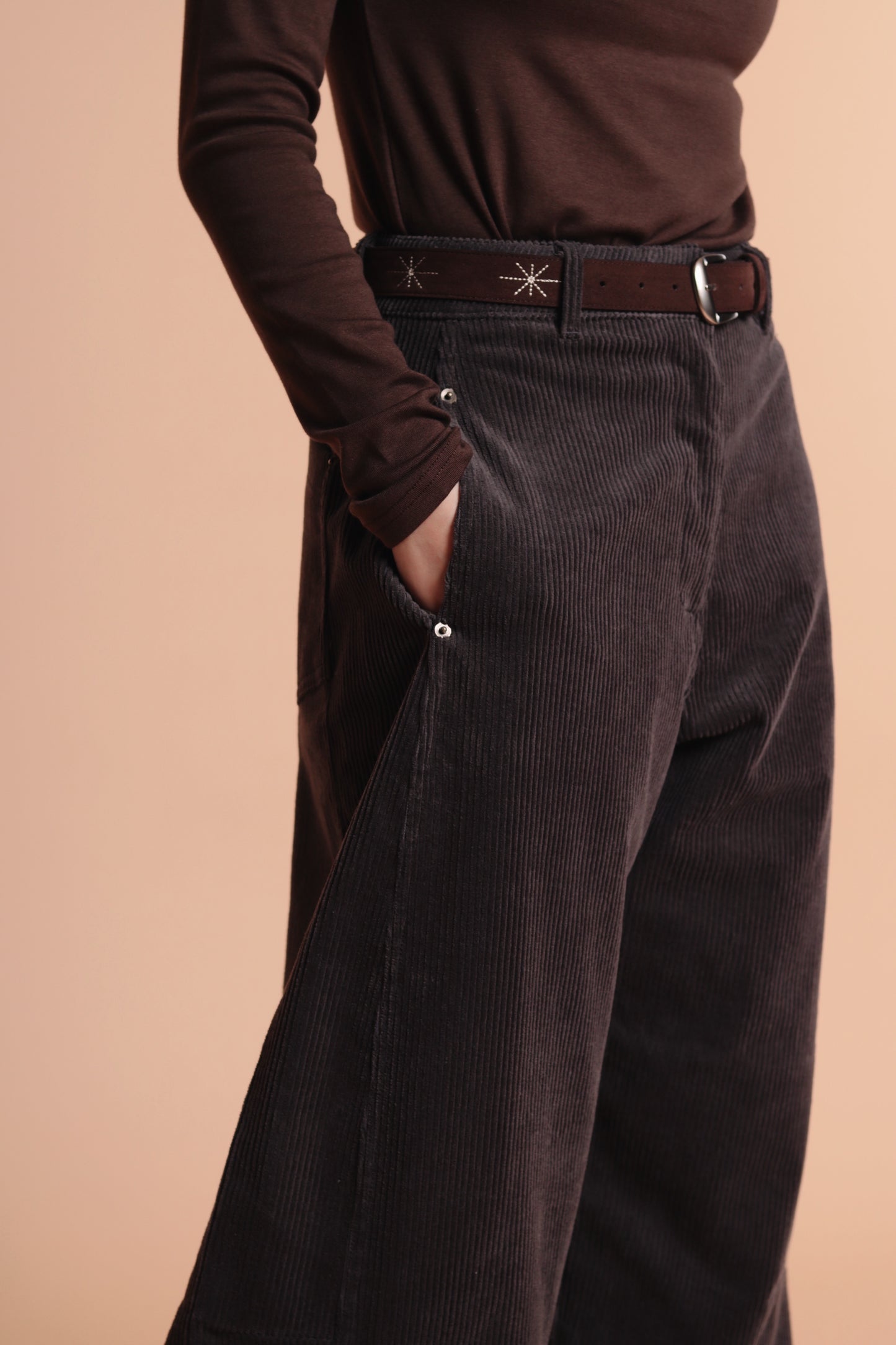 Marie Corduroy Pants (Charcoal)