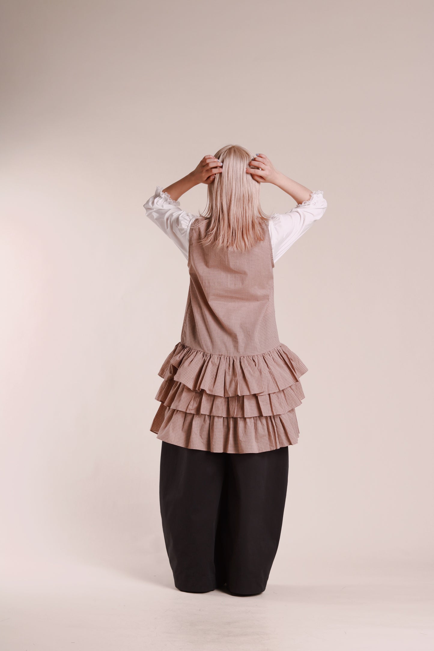 Layered Ruffle Dress (Beige)
