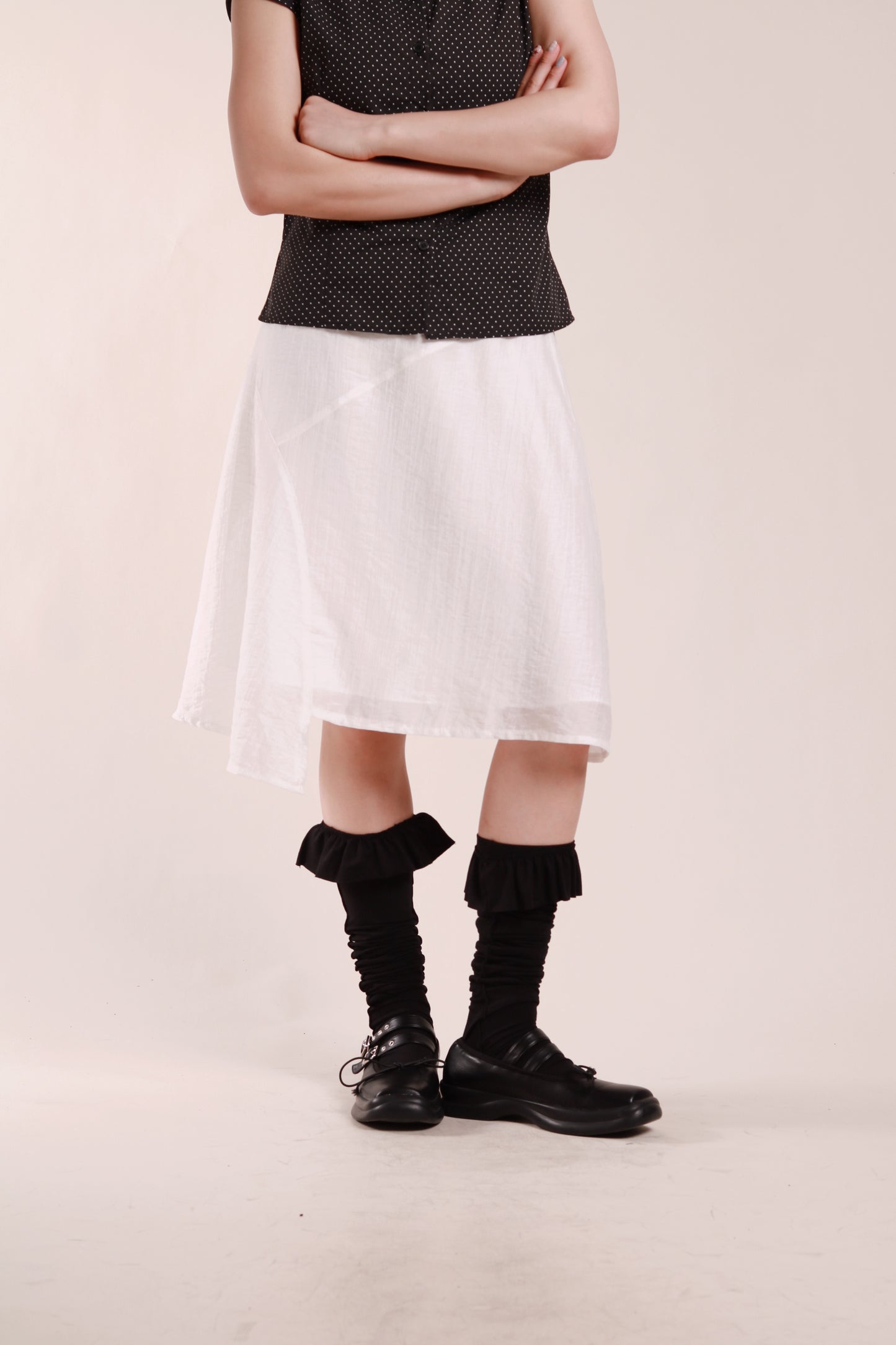 Asymmetric Mini Skirt (White)