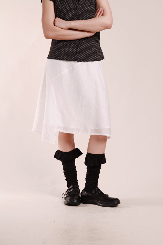 Asymmetric Mini Skirt (White)