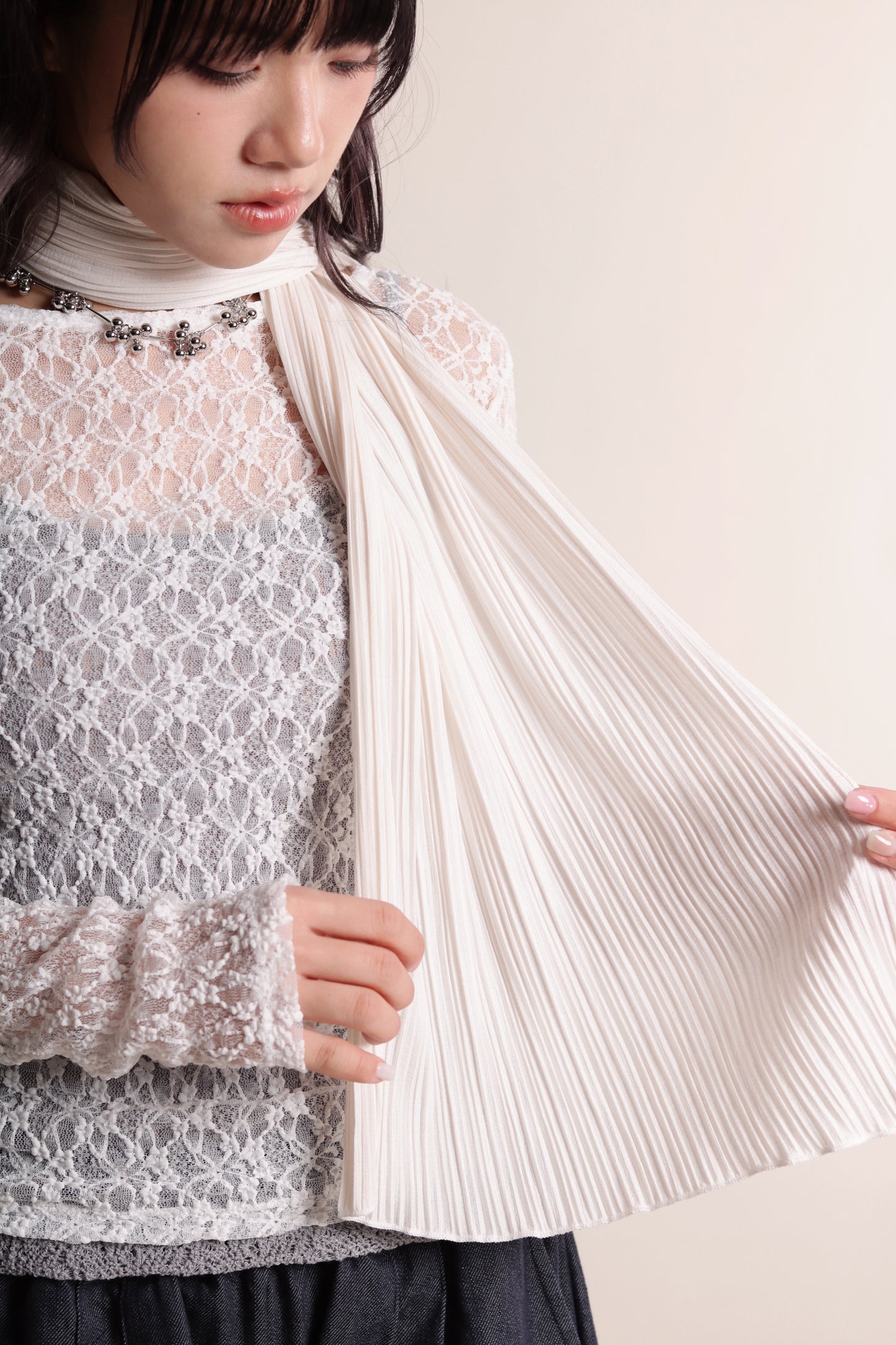 Lace Long Sleeve Top (White)