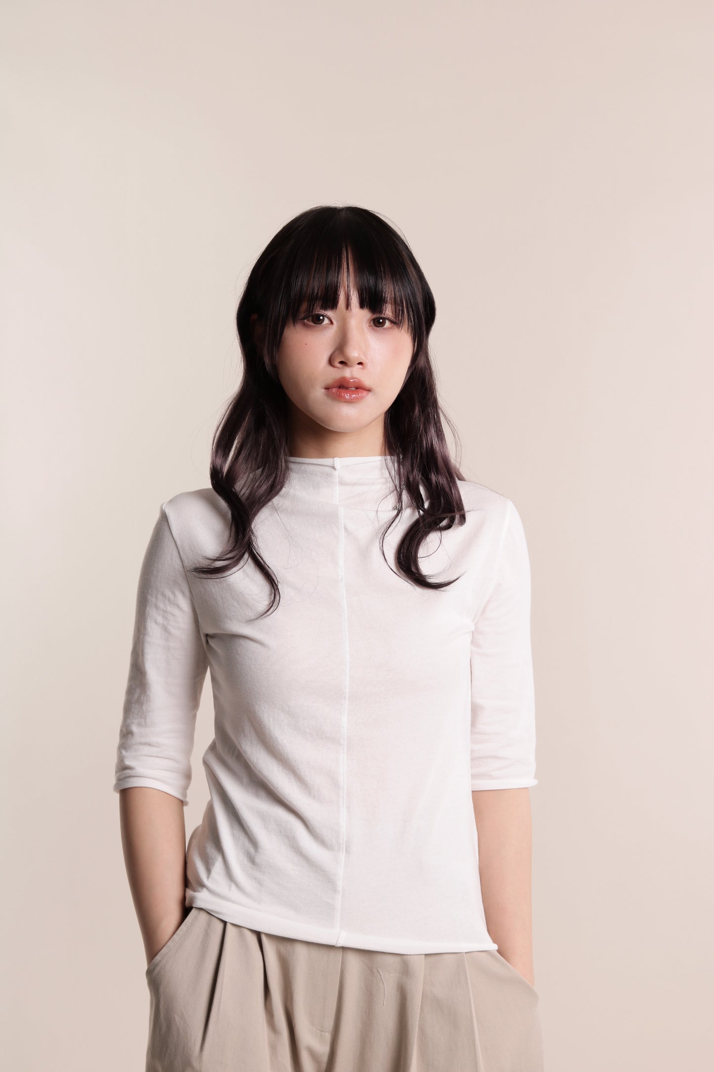 Pure Mock Neck Top (White)