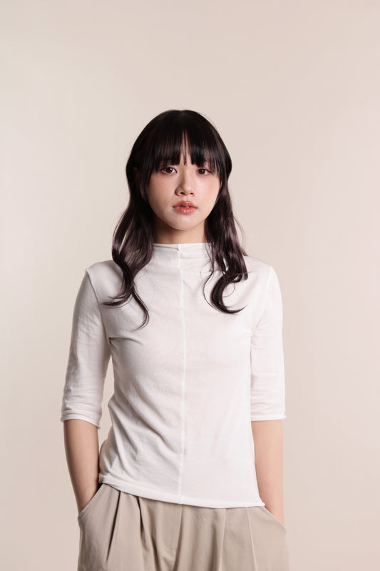 Pure Mock Neck Top (White)