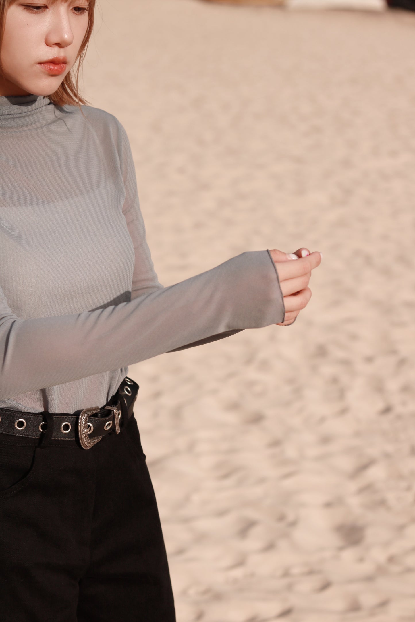 Spring See Through Top (Grey Blue)