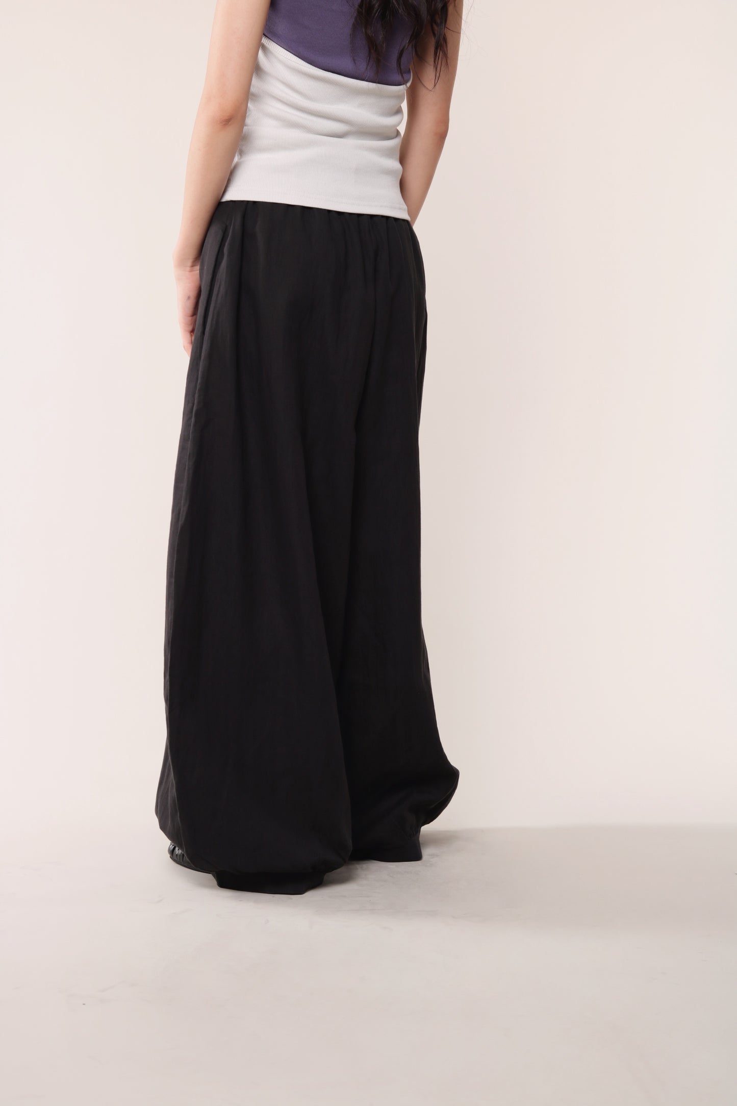 Linen Bubble Pants (Black)