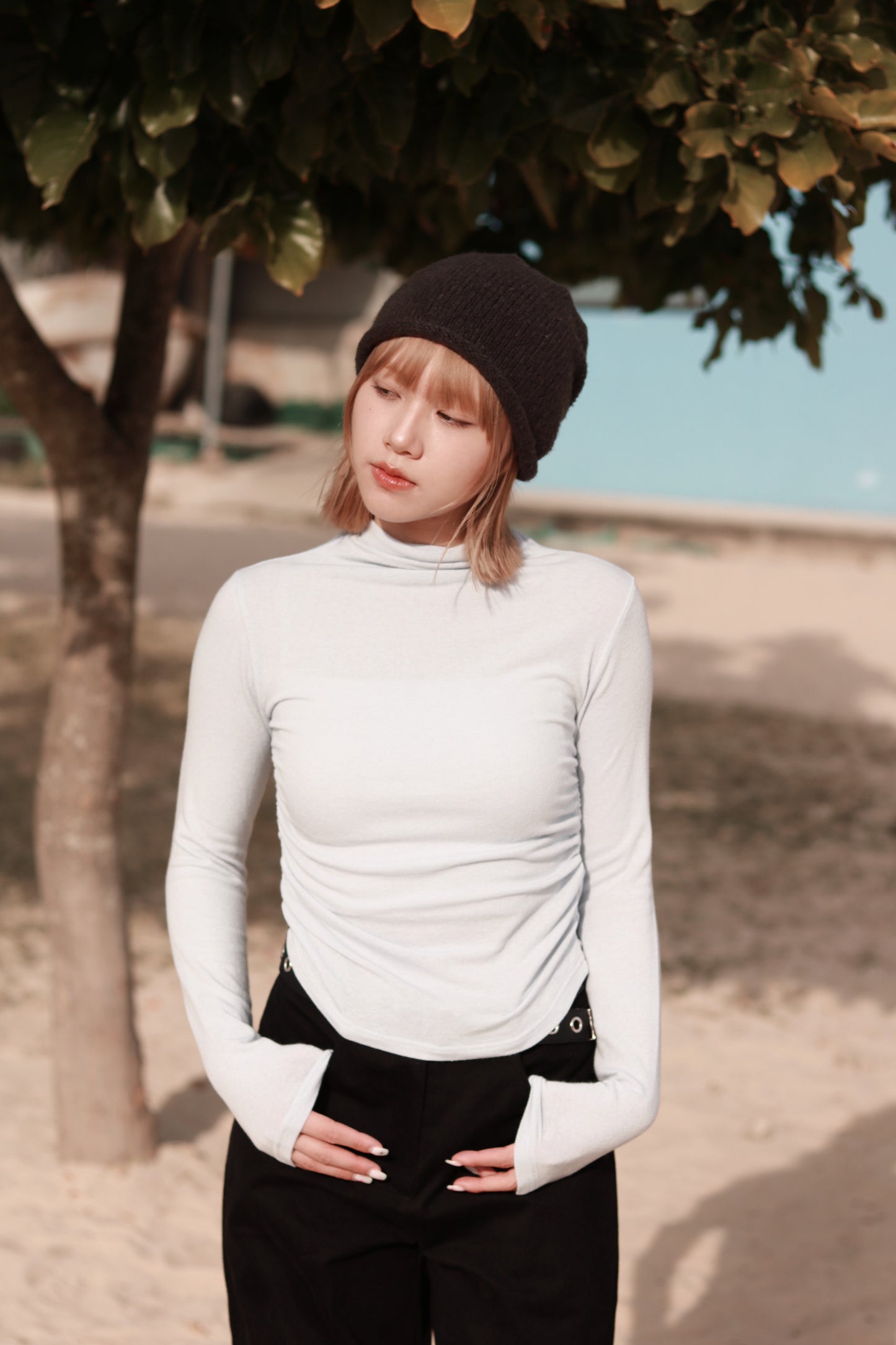 Spring Gathered Top (Baby Blue)