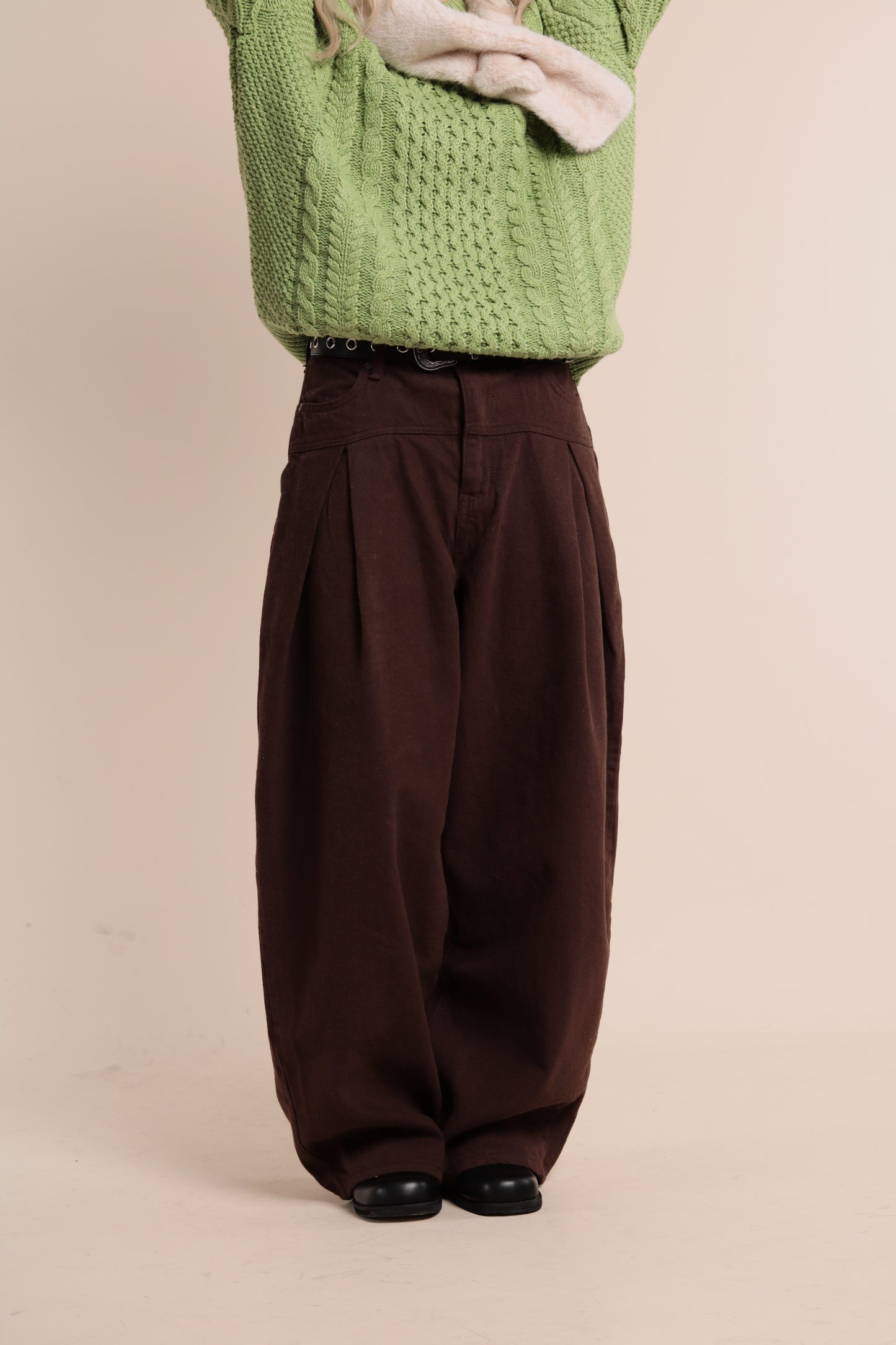 Nolan Pleat Pants (Brown)