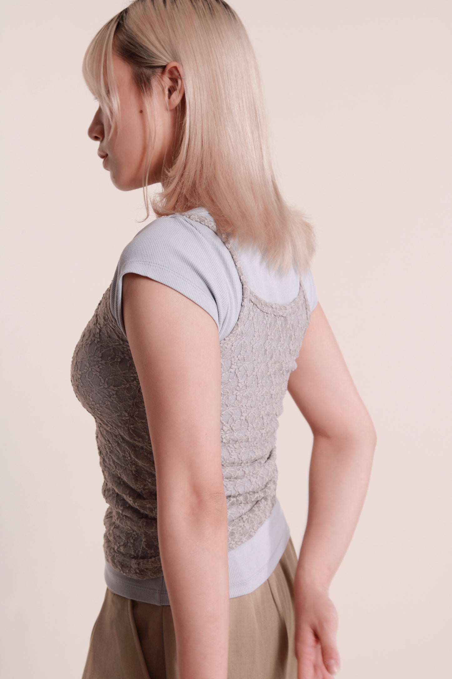 Mesh Sleeveless Top (Grey)