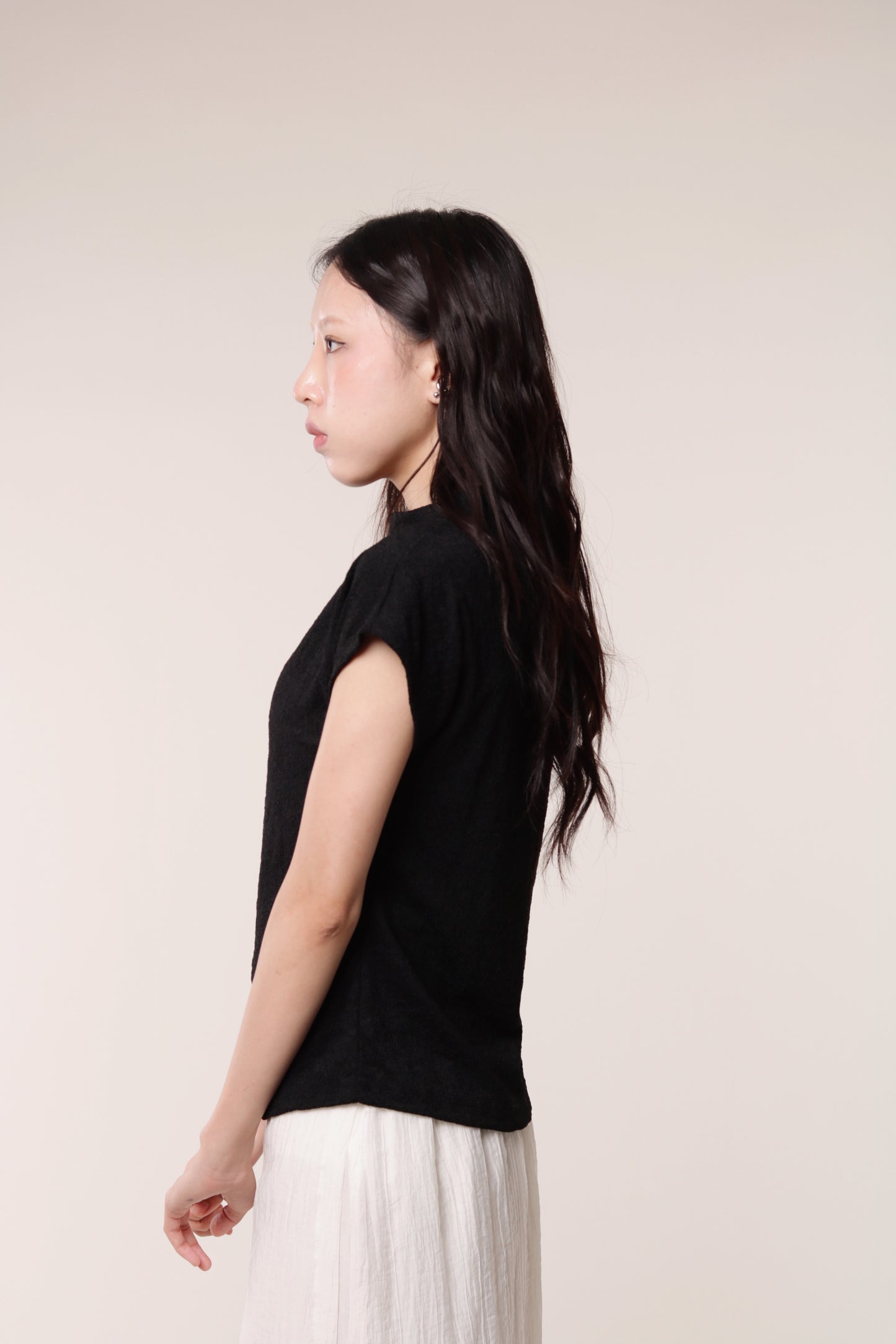 Mesh Mock Neck Top (Black)