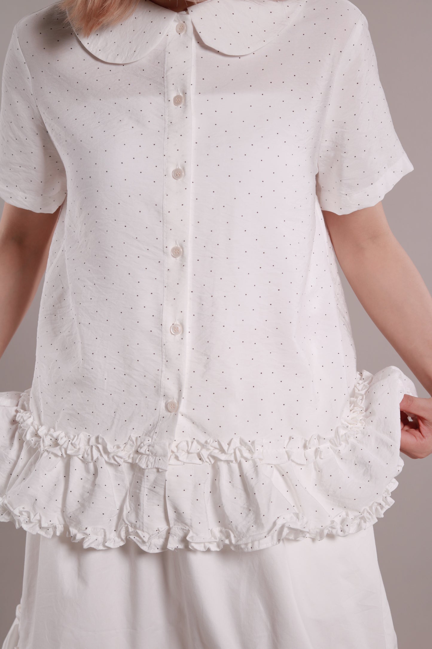 Dot Dot Double Ruffle Blouse (Ivory)
