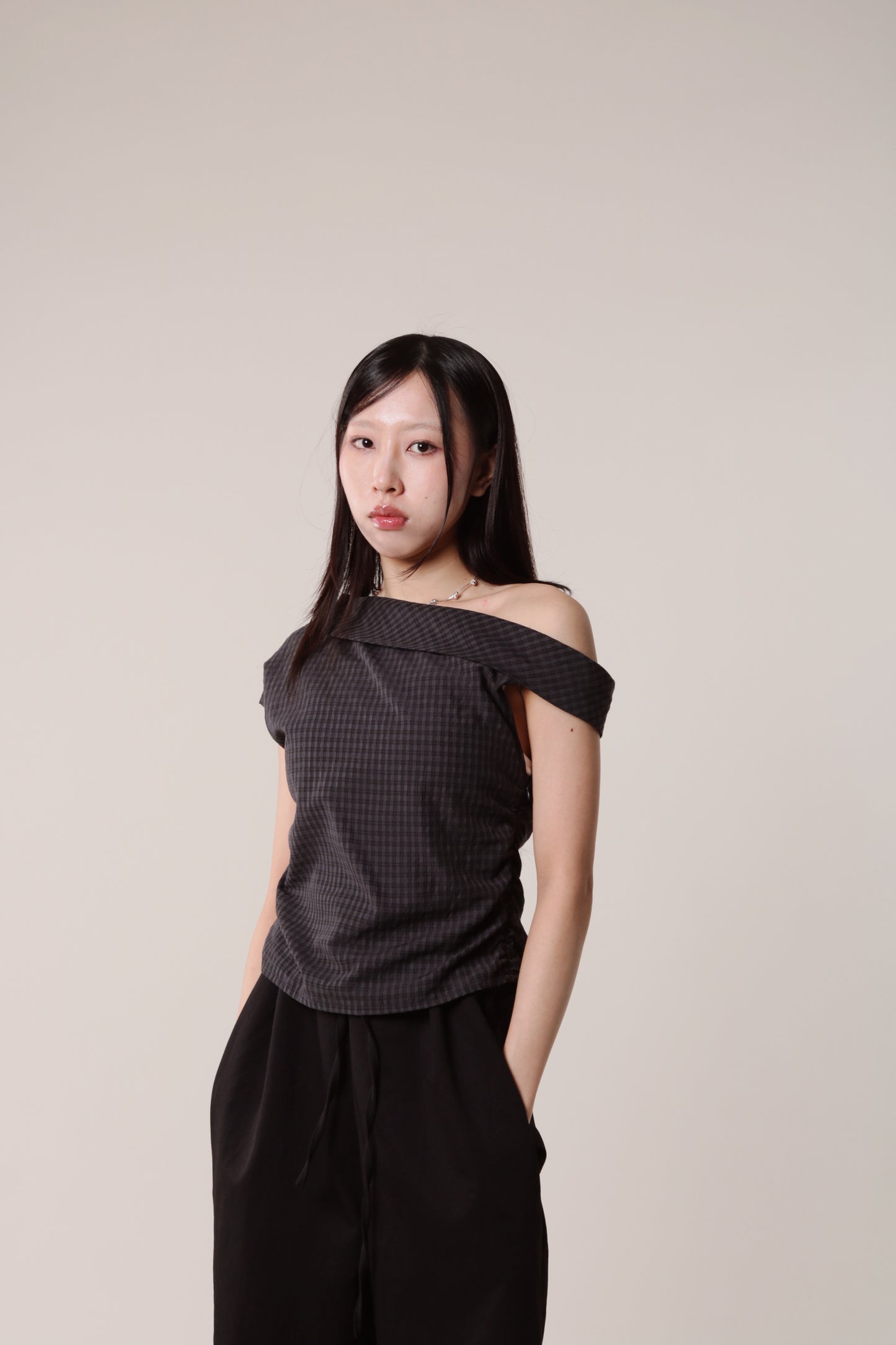 Checkered Devon Top (Black)